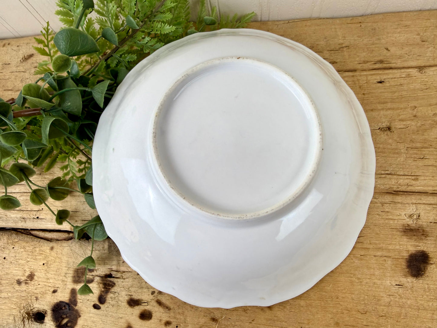 Vintage Green & Pink Porcelain Serving Bowl