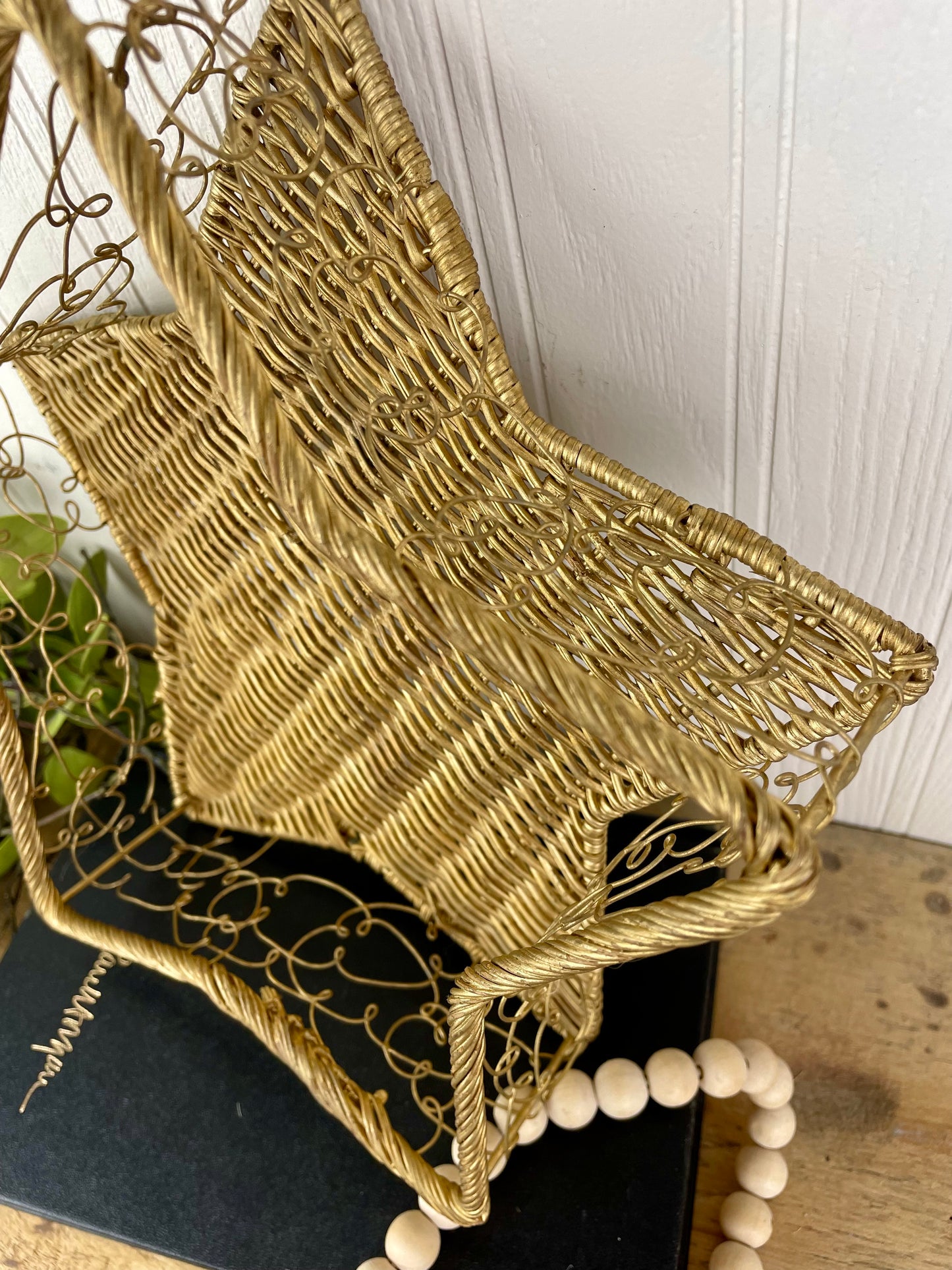 Vintage Gold Star Wicker & Wire Basket