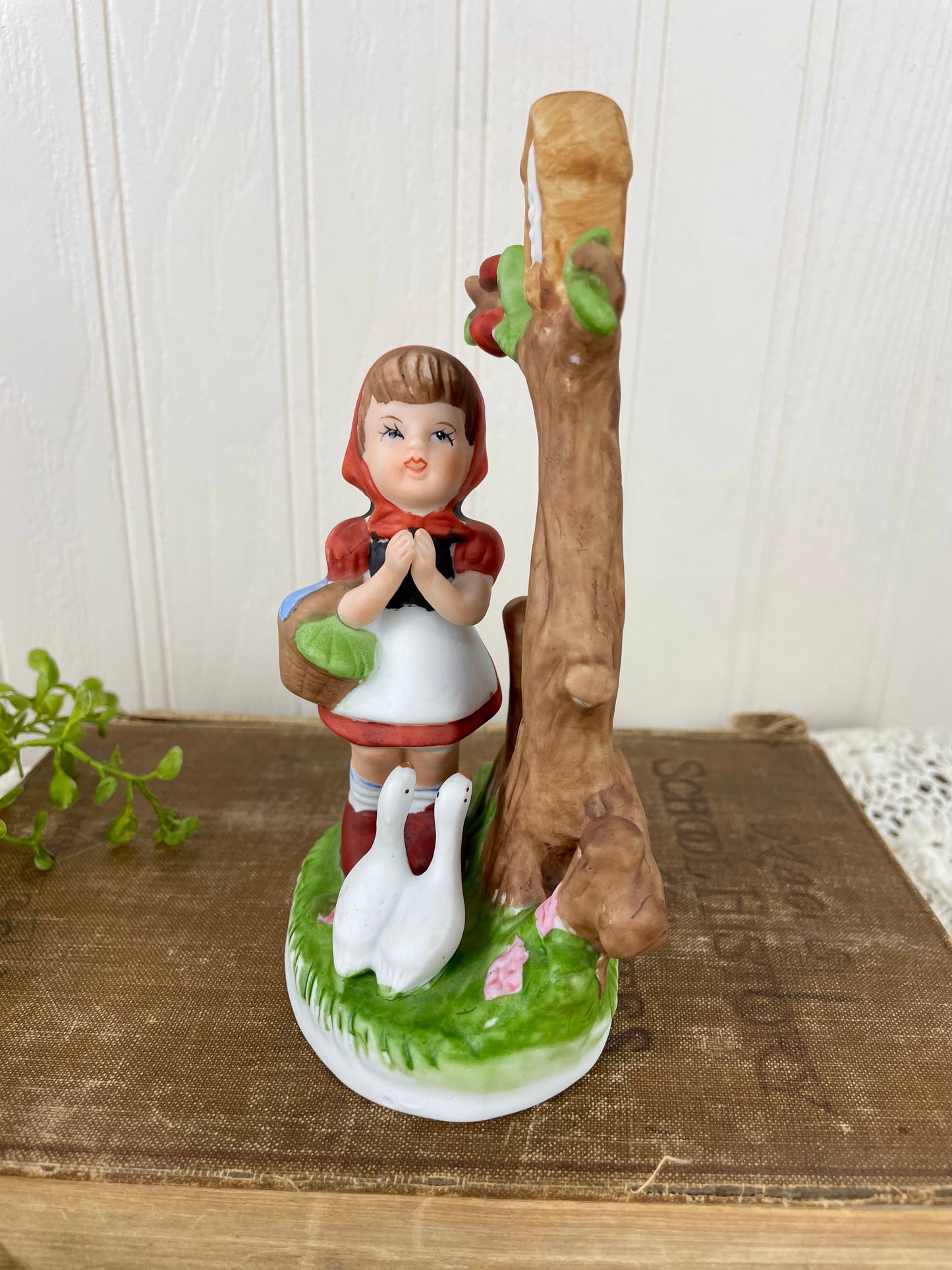 Vintage Mid-Century Ceramic Girl & Ducks Figurine