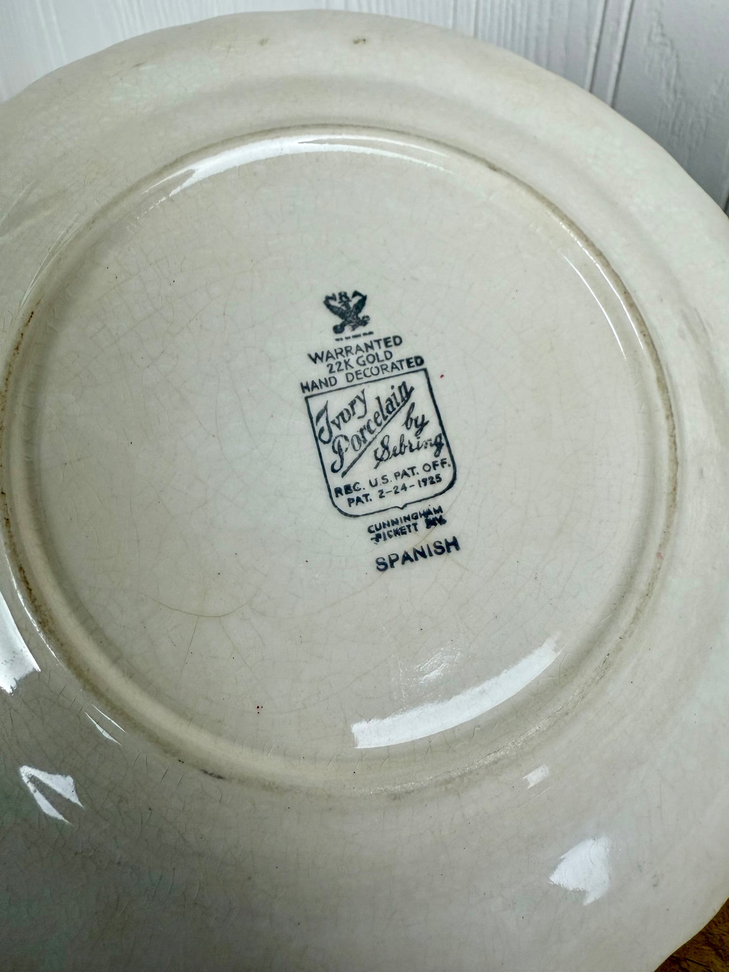 Vintage Sebring Ivory Porcelain Plate