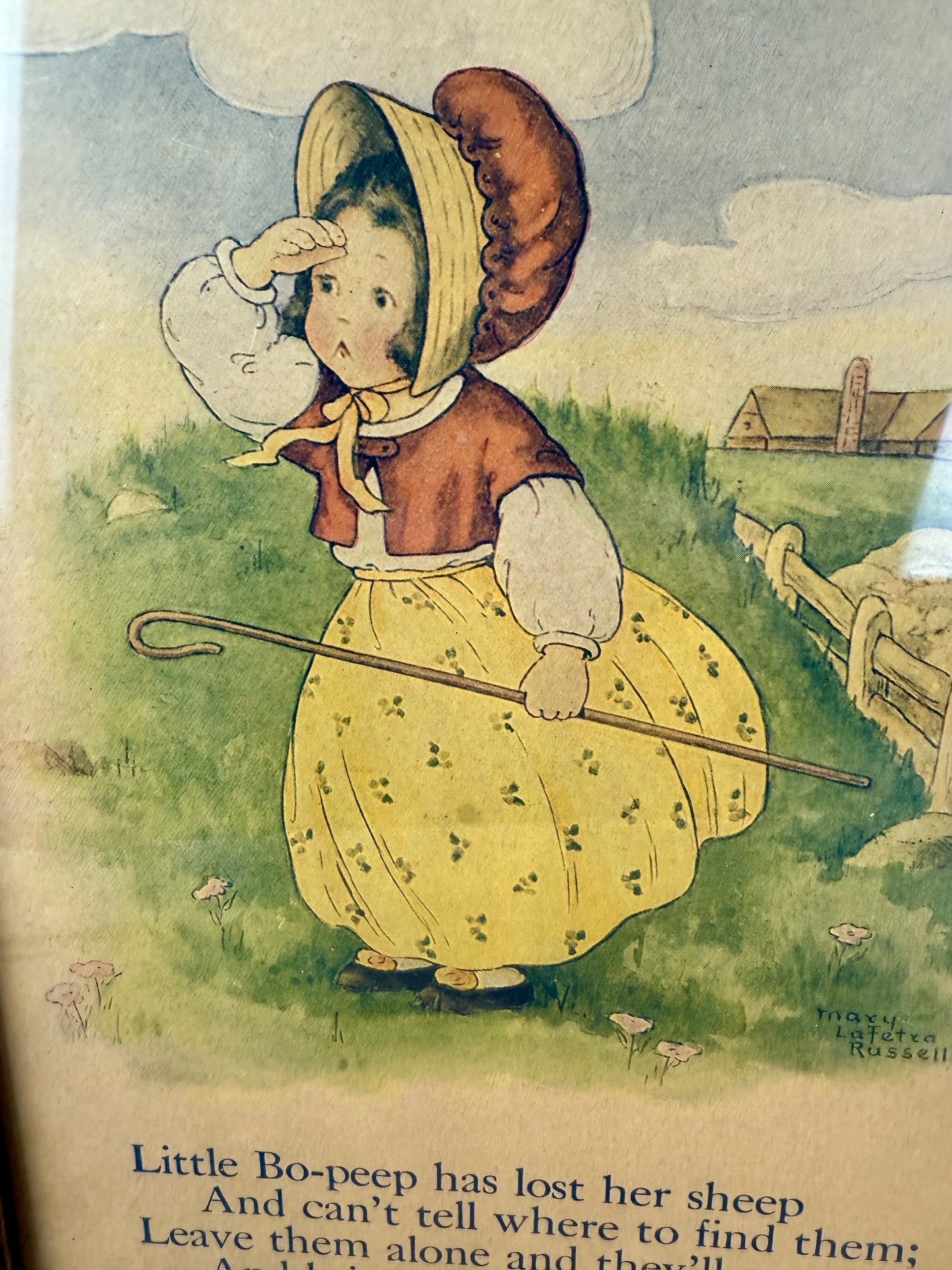 Vintage Framed Bo-Peep Print