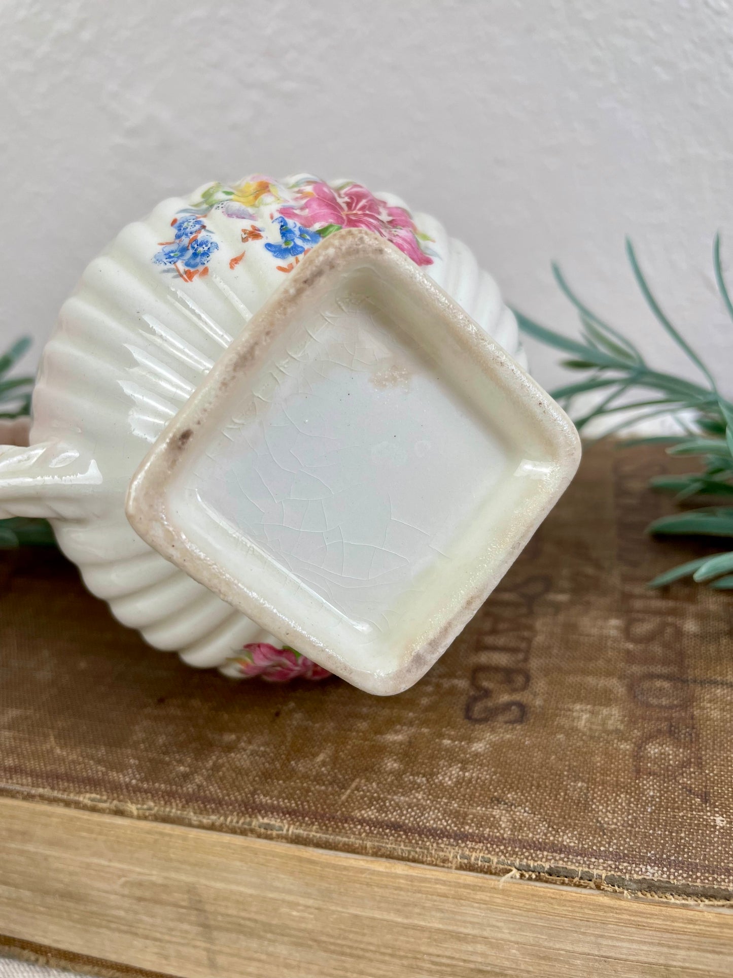 Vintage Porcelain China Creamer with Floral Pattern