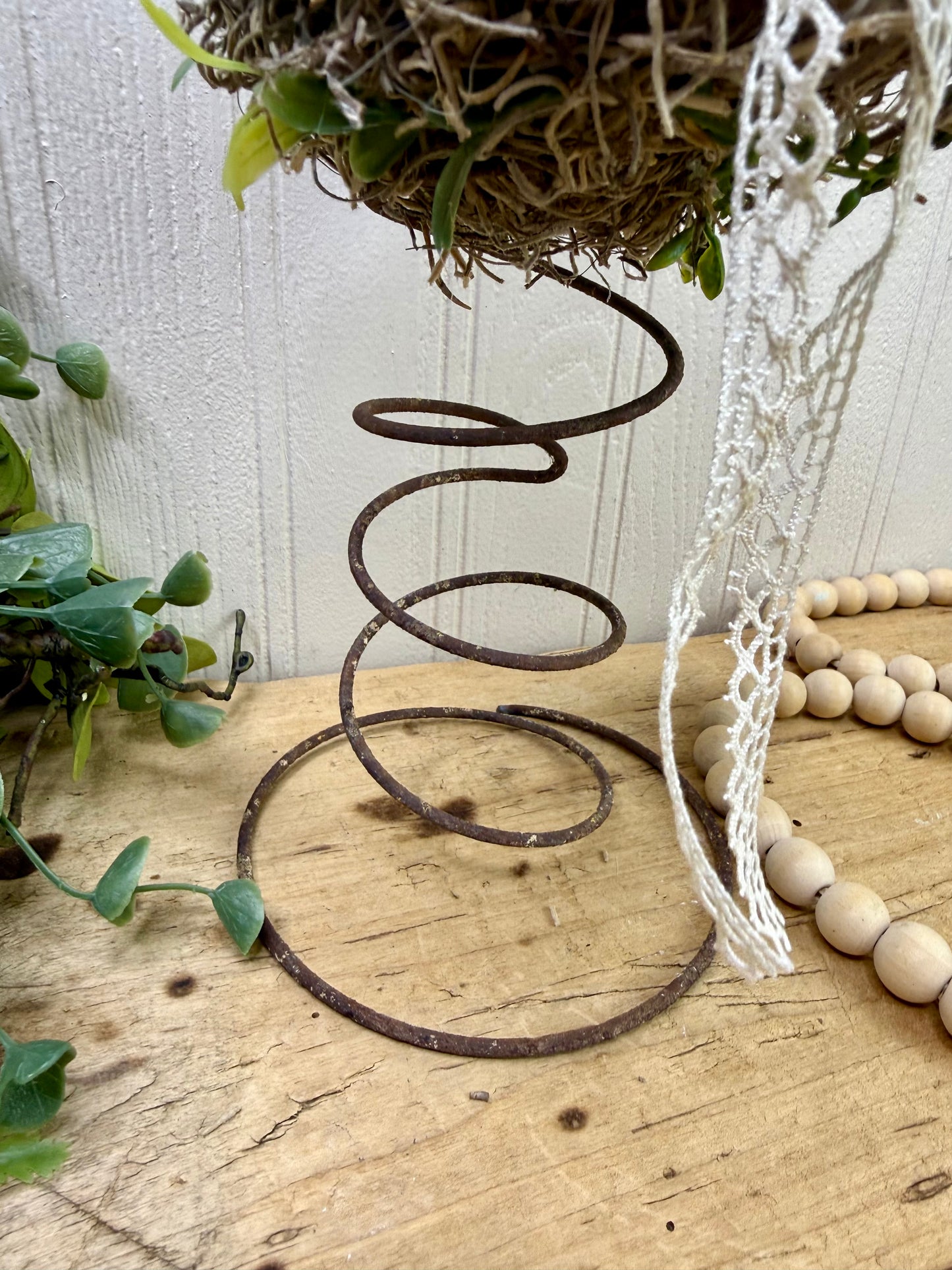 Handmade Rustic Bed Spring Nest with Light Pink Egg
