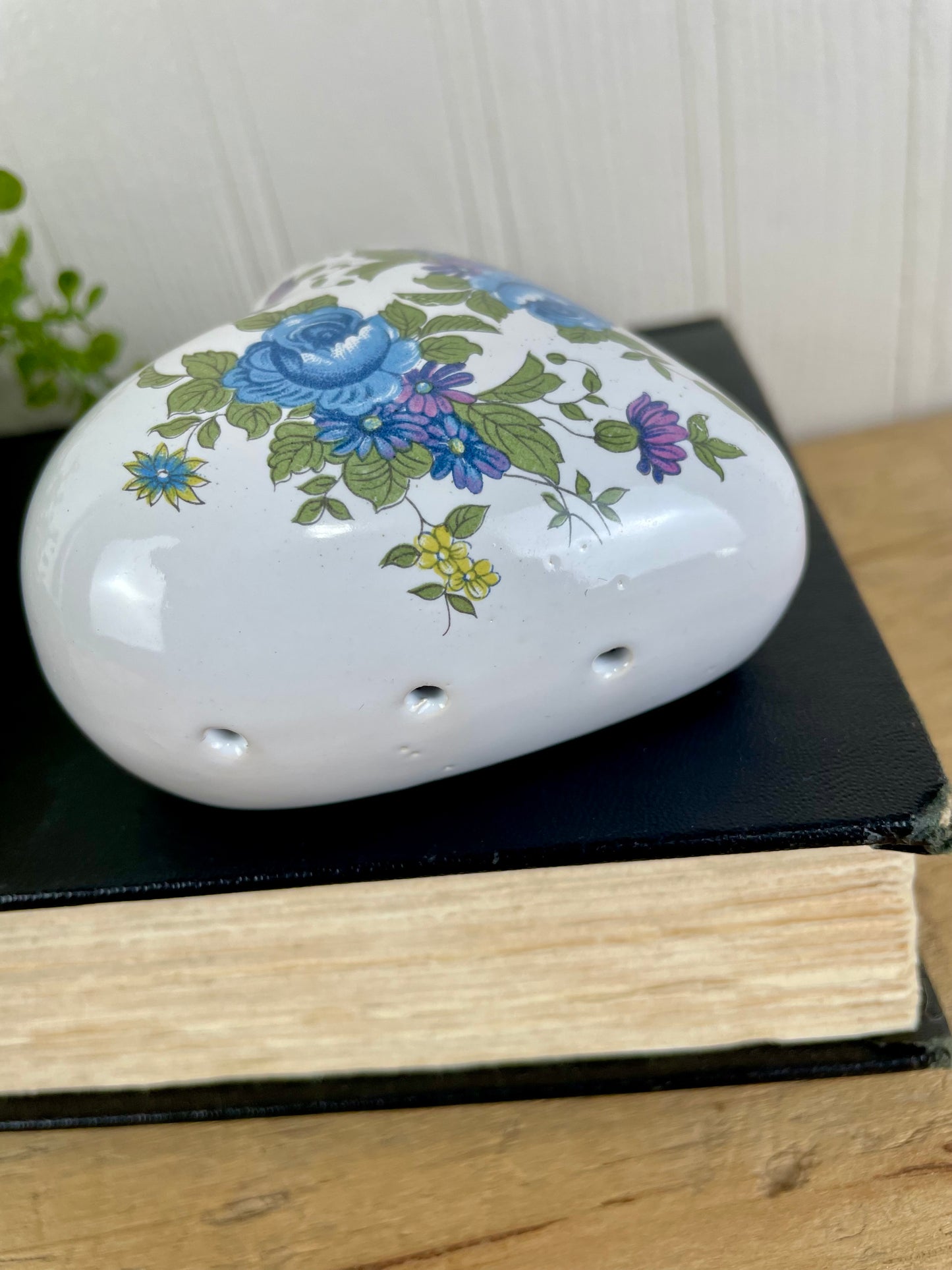 Vintage Ceramic Heart Potpourri Pomander with Hanger