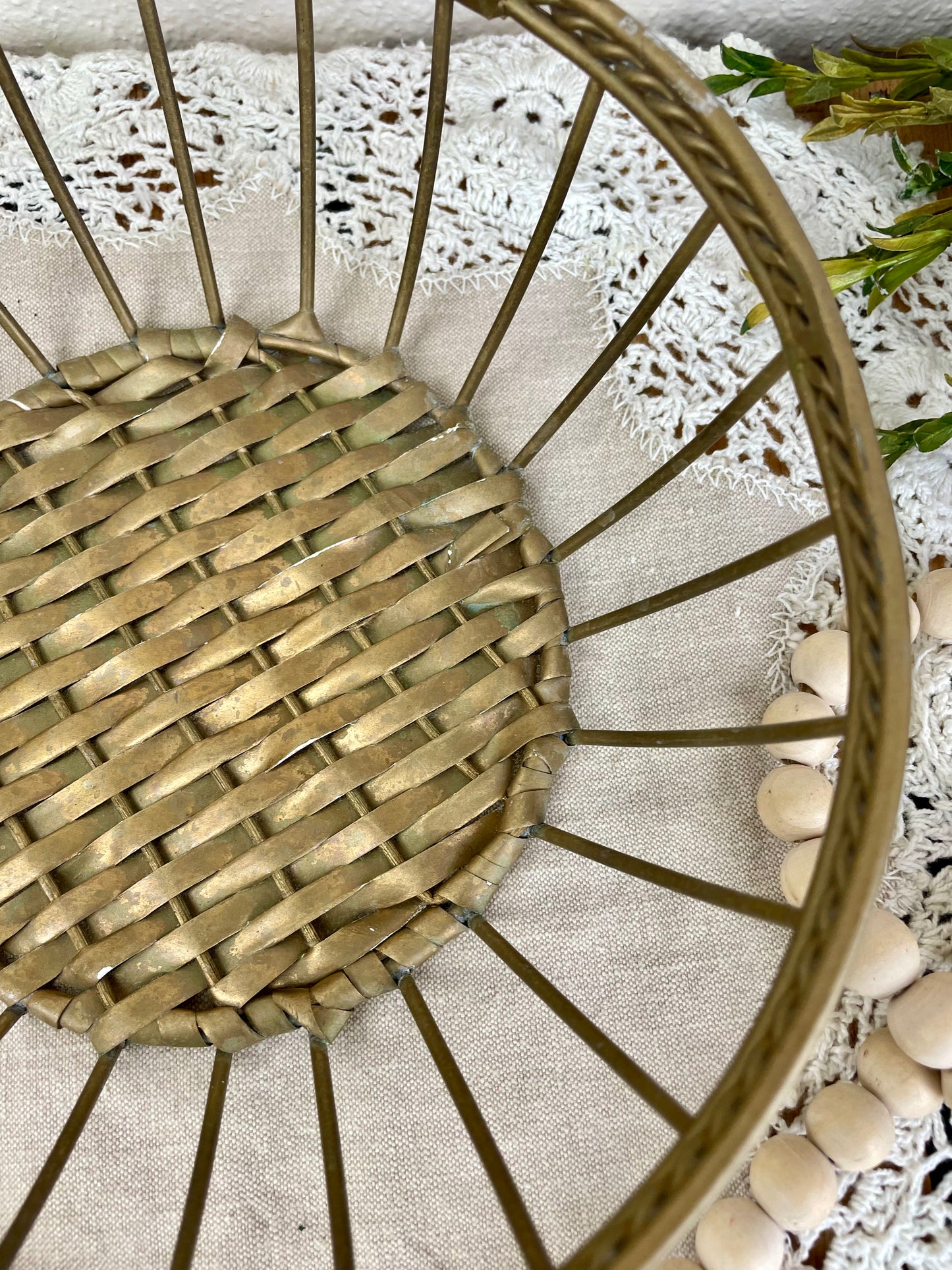 Vintage Gold Metal Basket