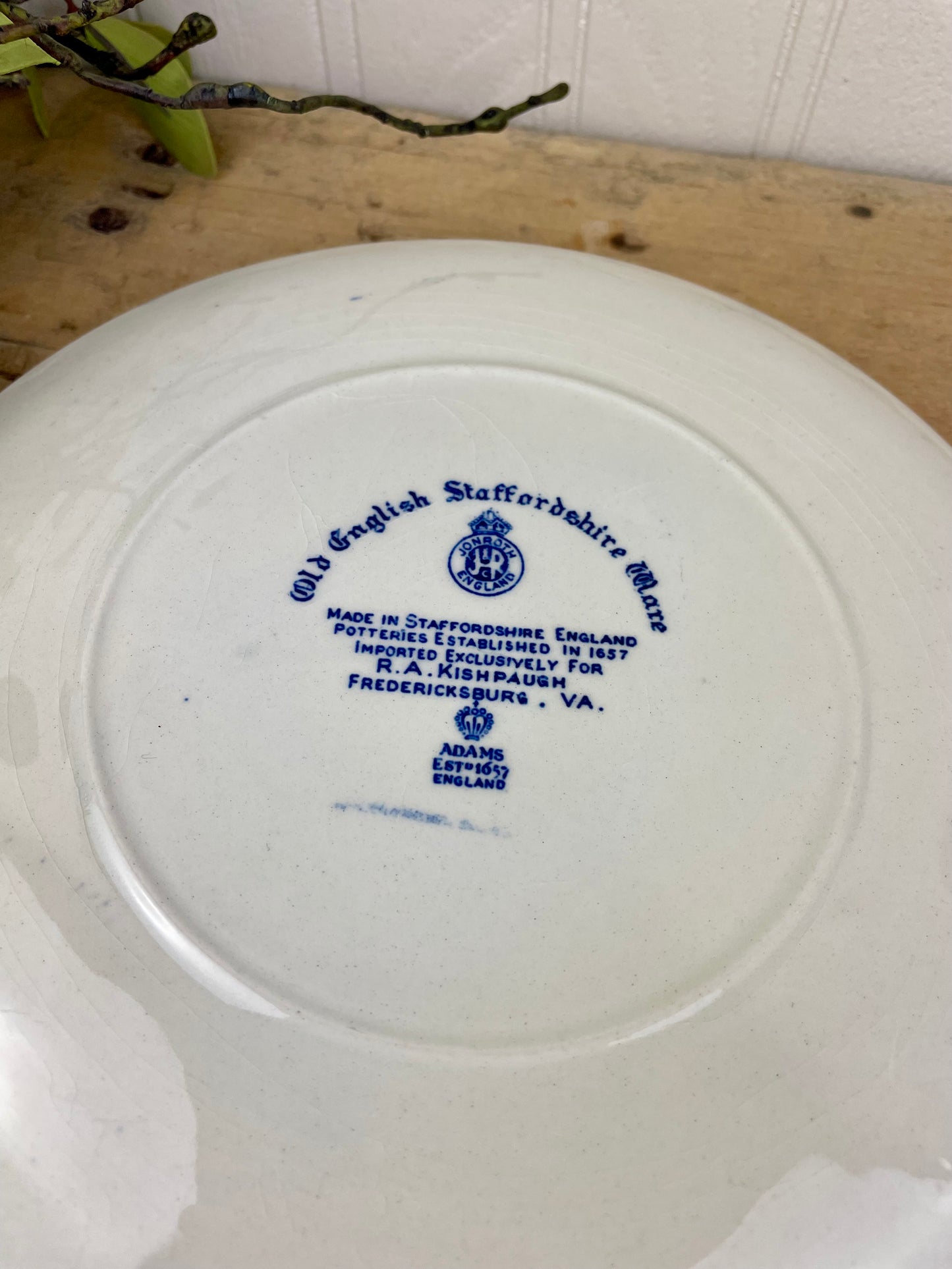 Vintage Blue & White Staffordshire England Collectors Plate
