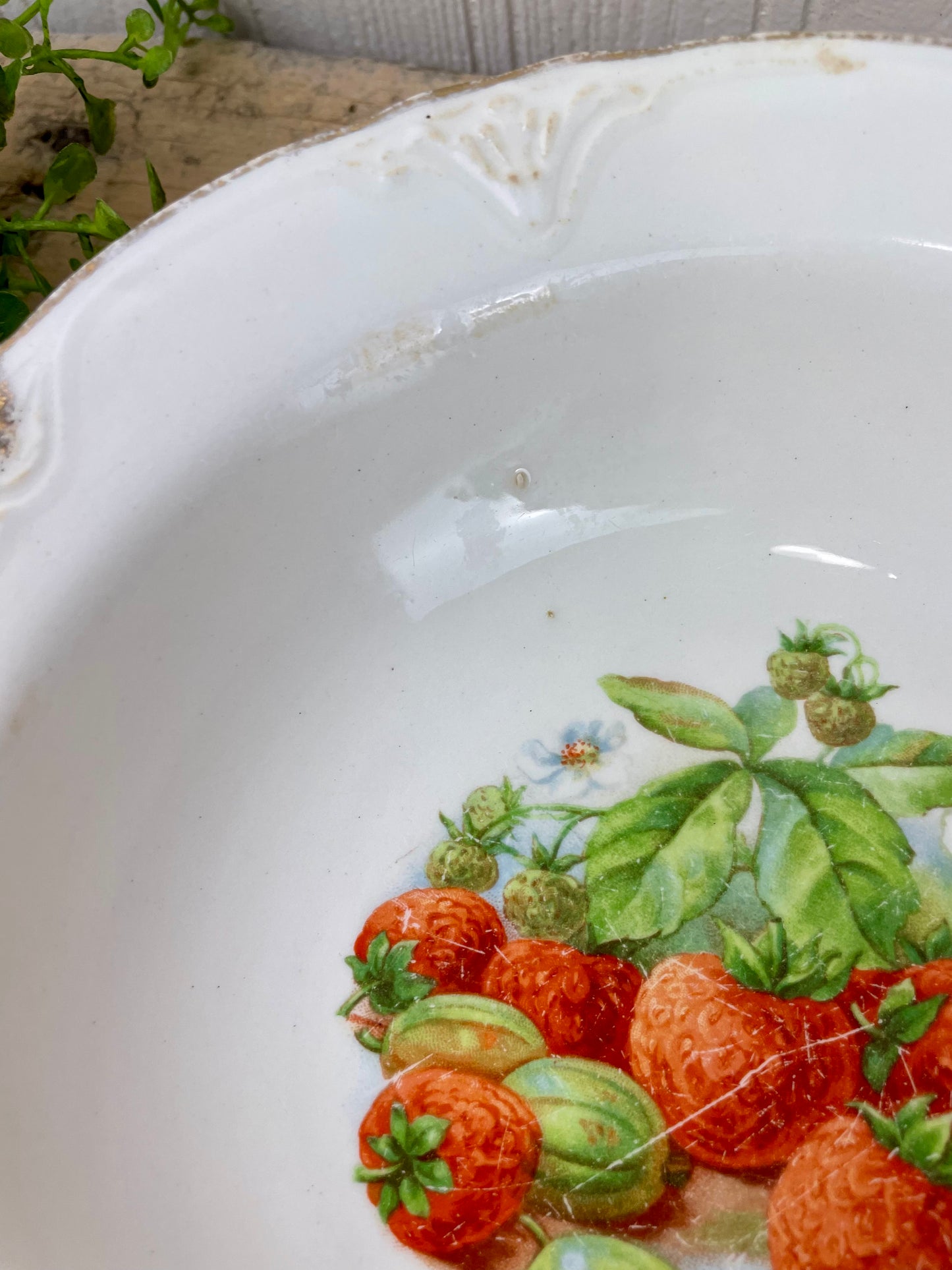 Vintage Harker Porcelain Bowl with Strawberry Image