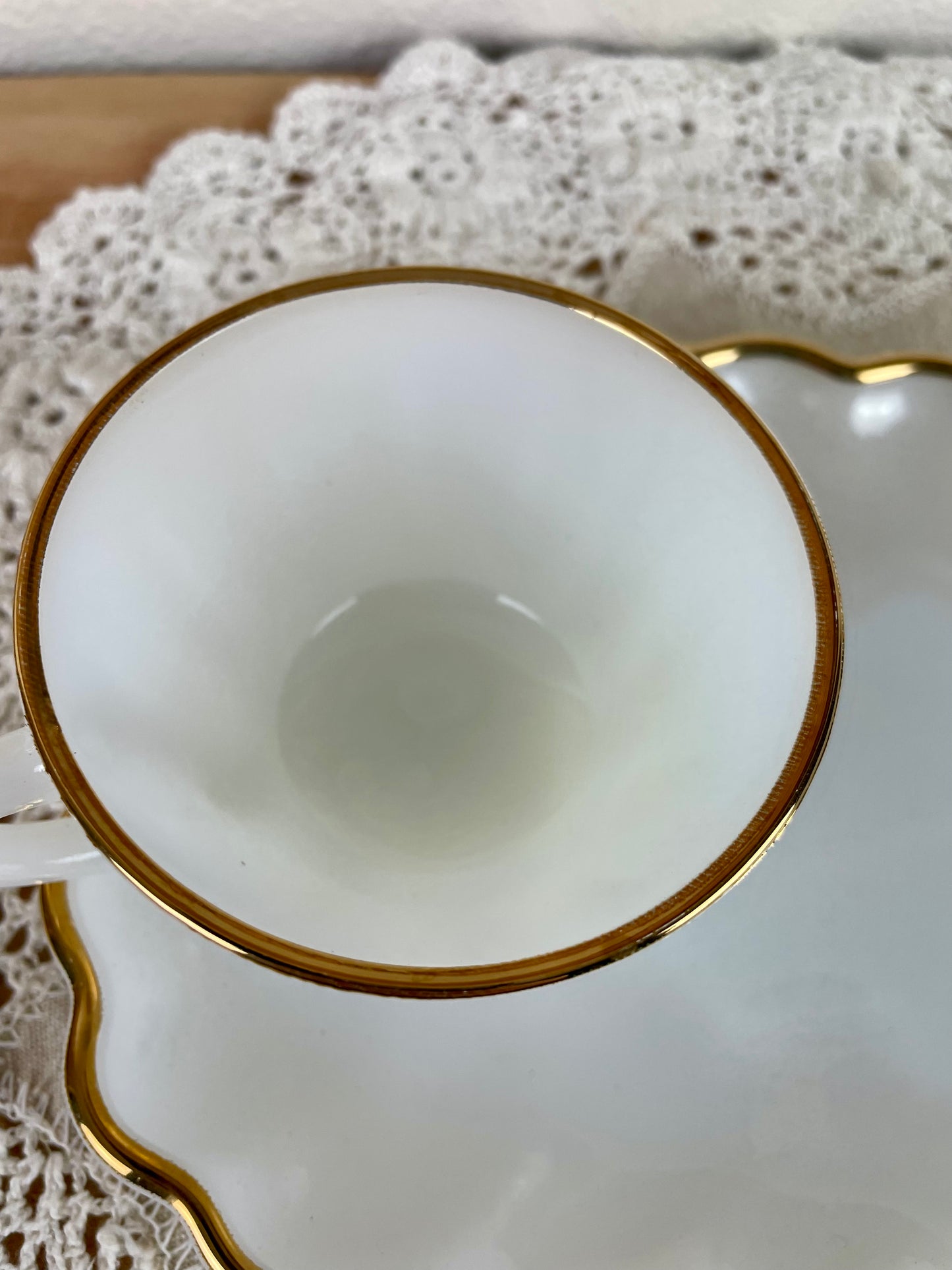 Vintage Anchor Hocking White Milk Glass 8-Piece Snack Set