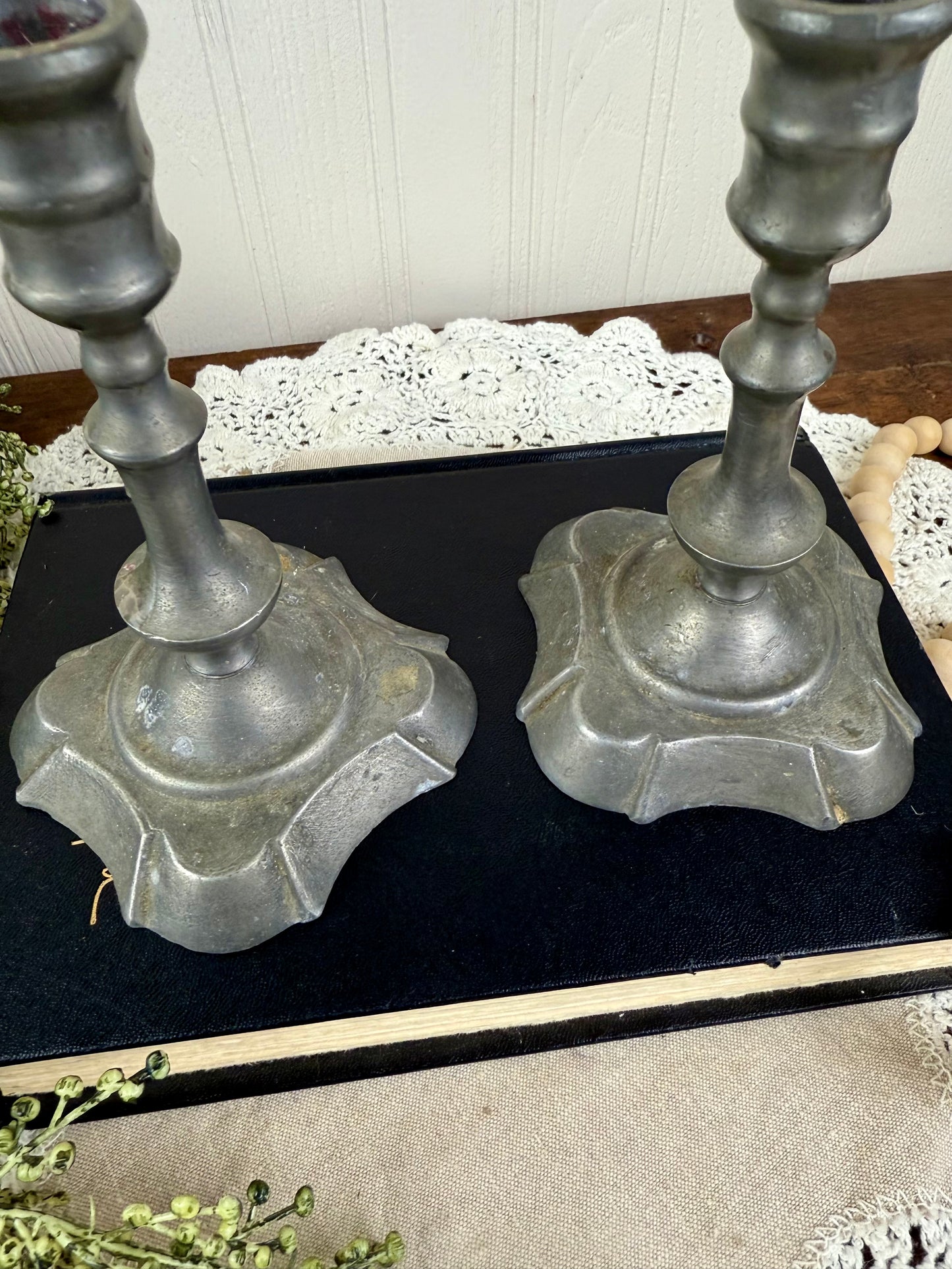 Vintage Set of Pewter Candlesticks