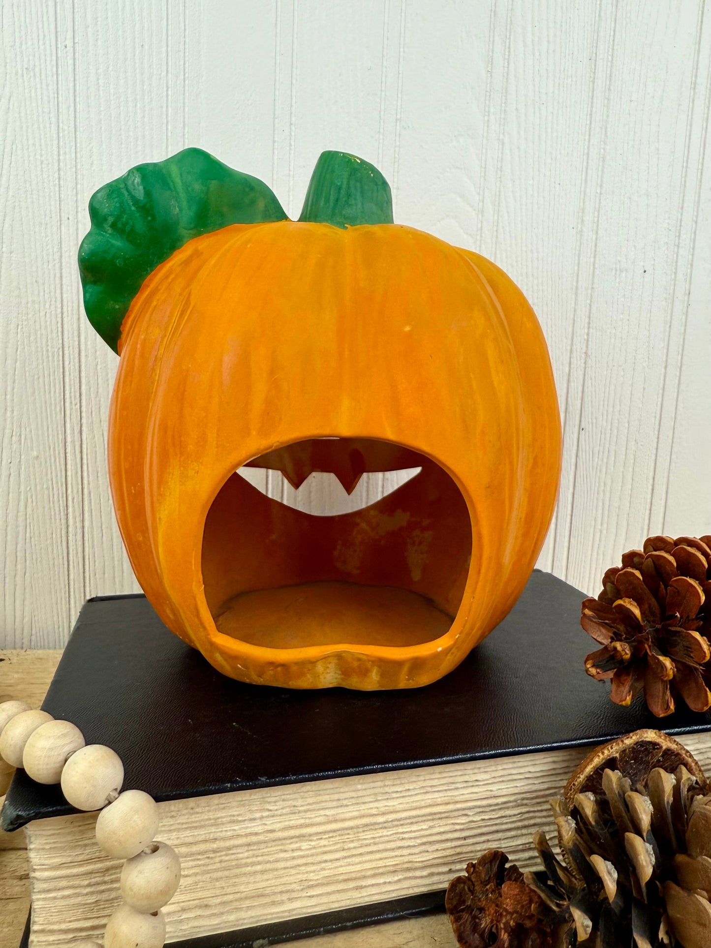 Vintage Ceramic Pumpkin Candle Lantern