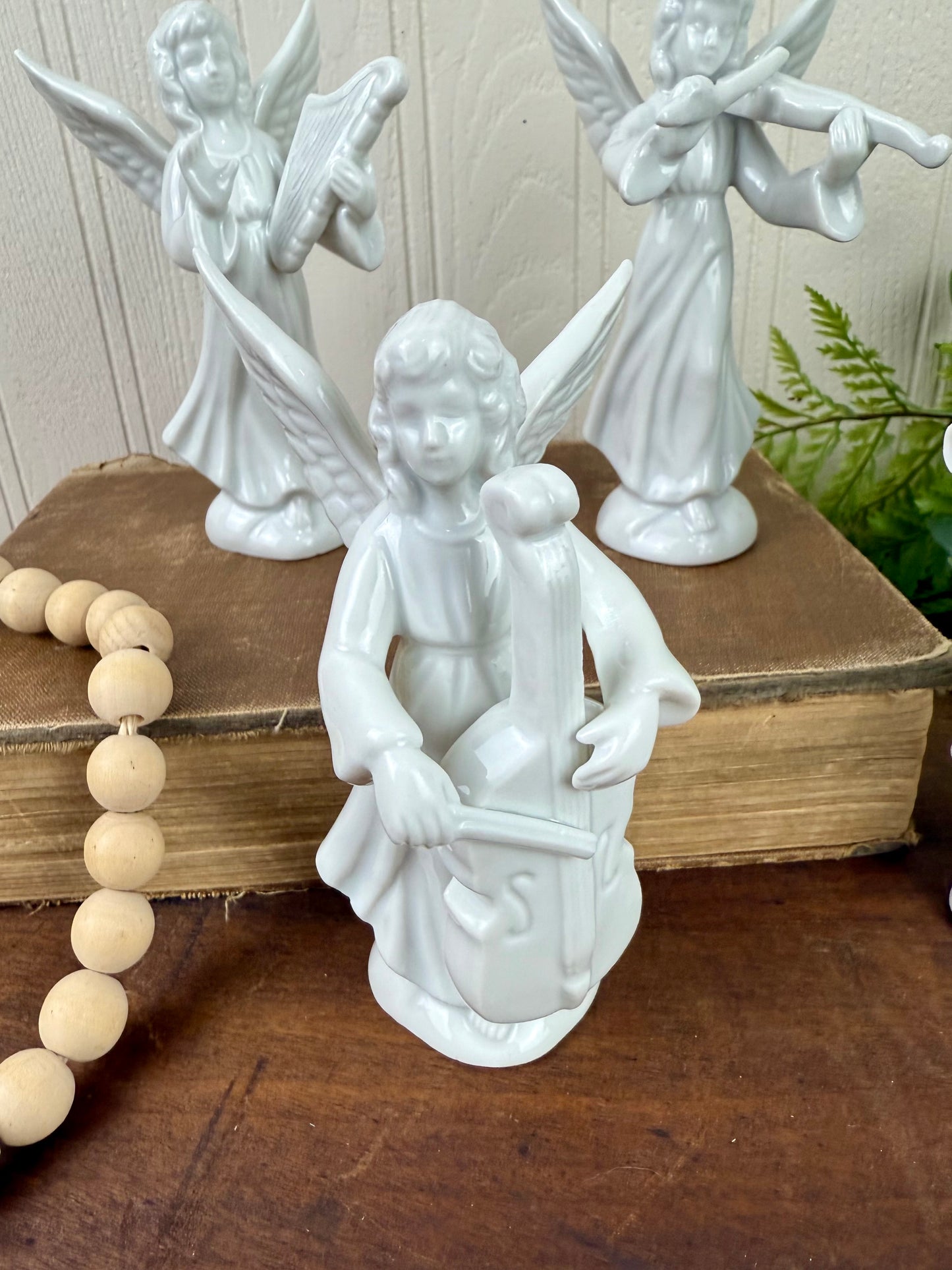 Vintage Set of Porcelain Angels with Instruments