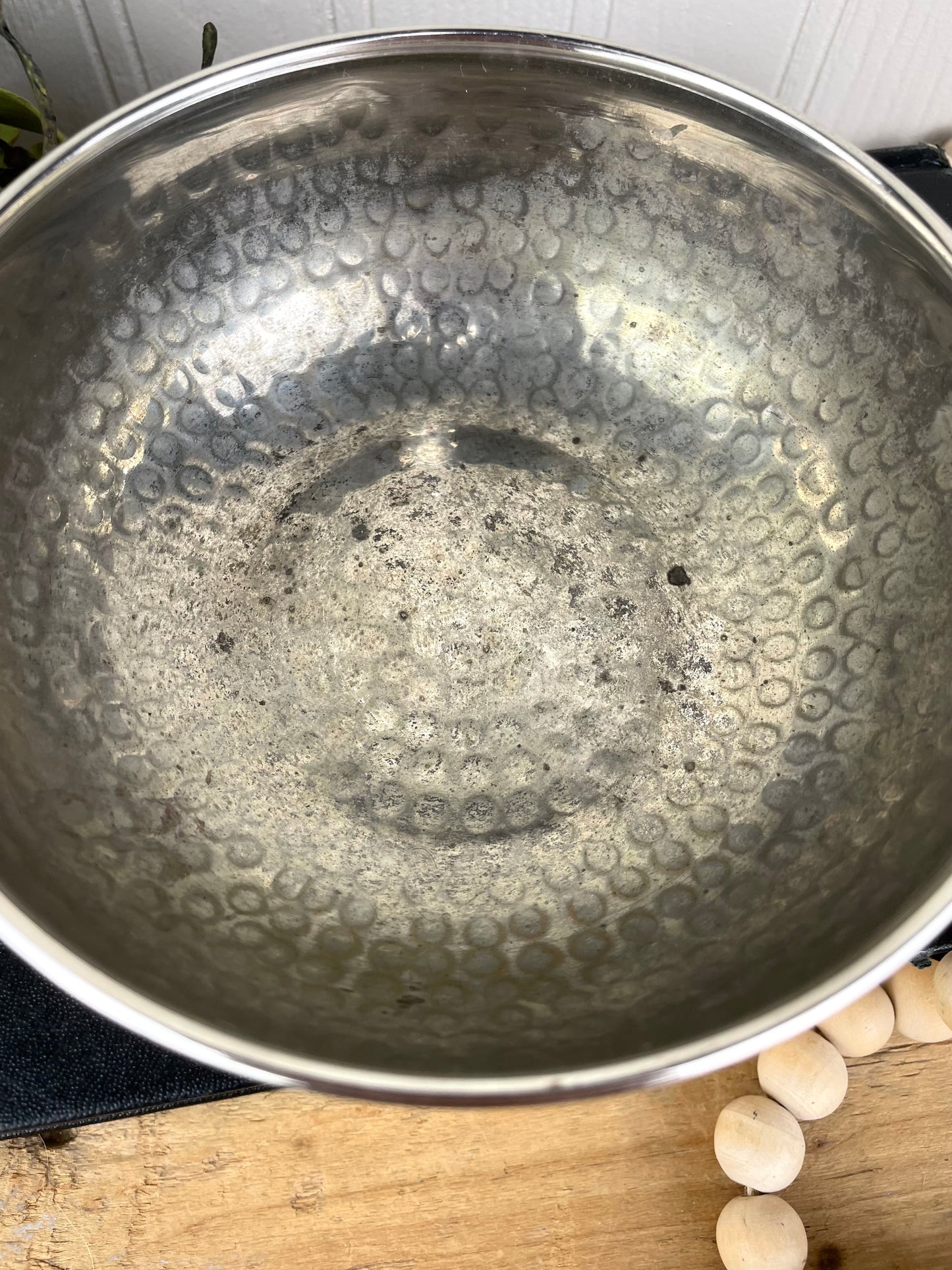 Vintage Hammered Metal Trinket Bowl