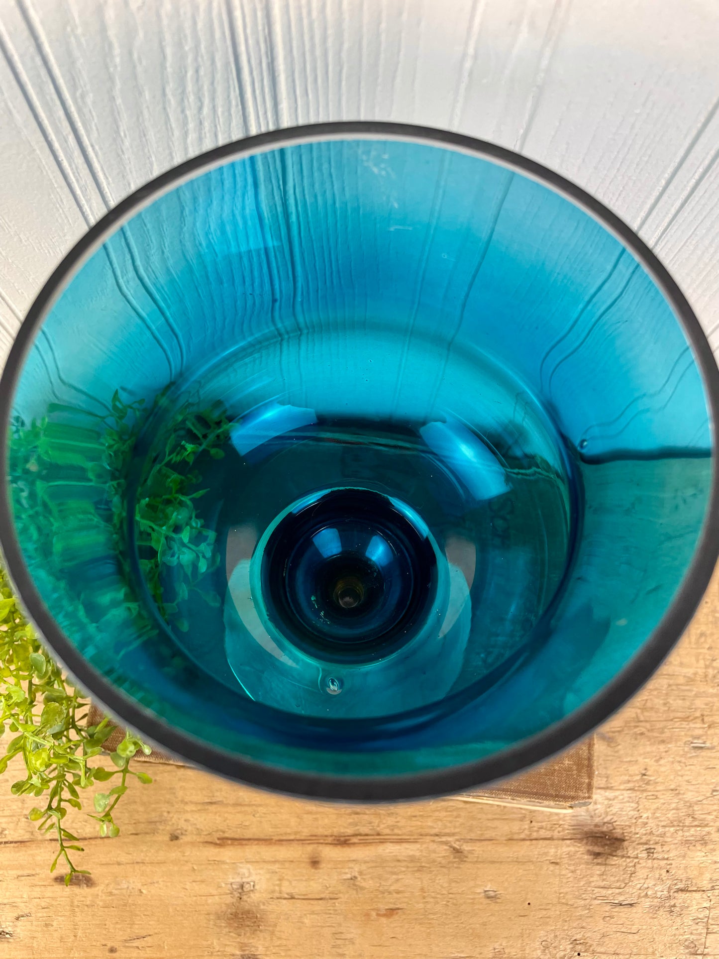 Blue Glass & Gold Base Candle Holder
