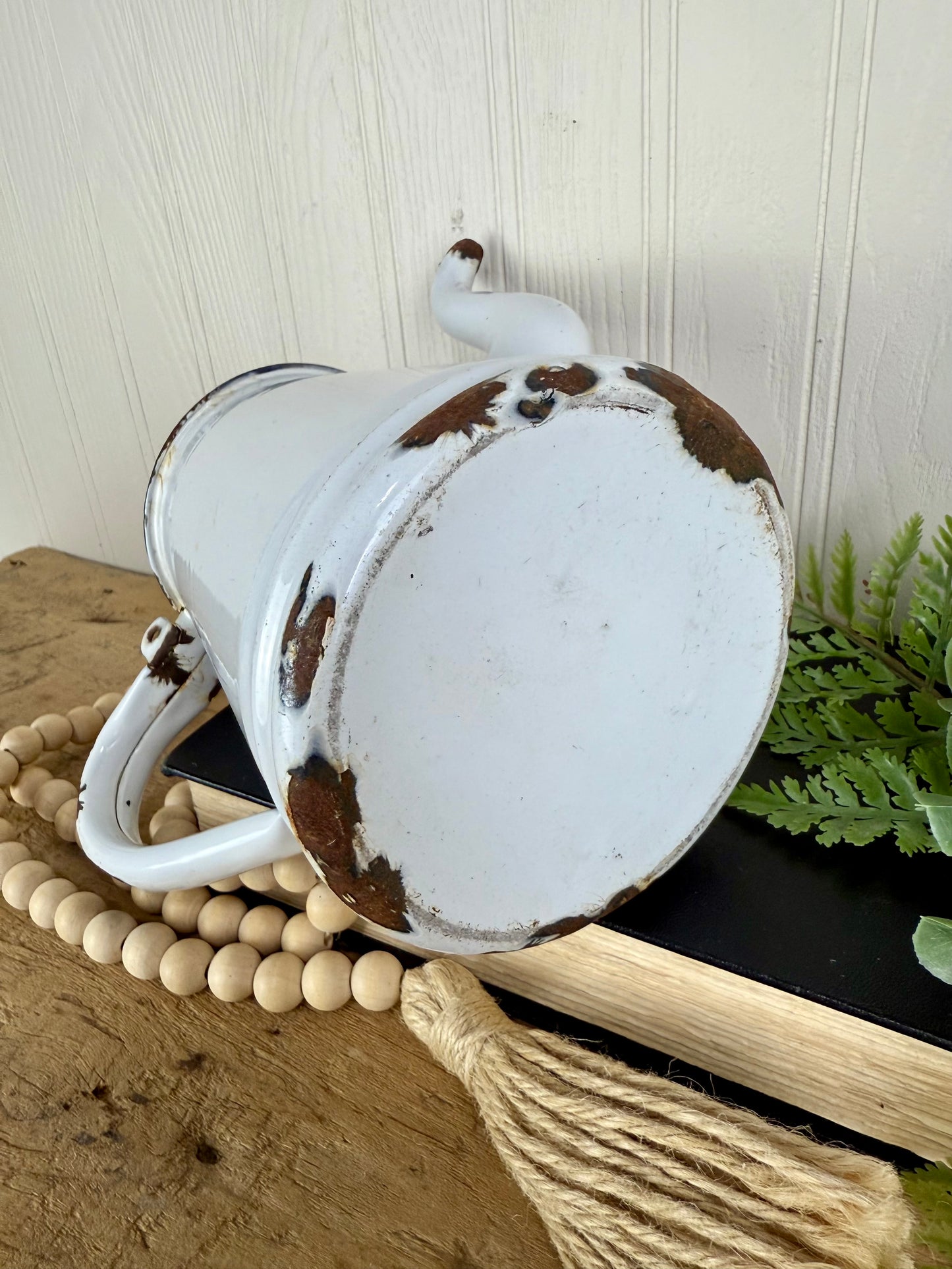 Vintage White & Black Enamel Coffee Pot