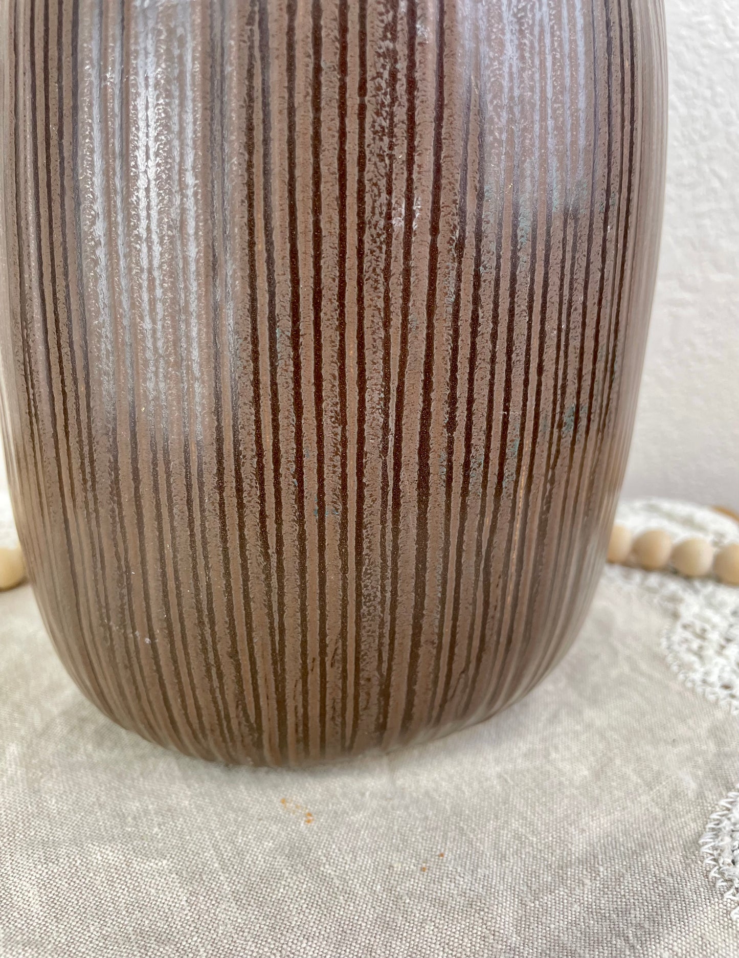 Brown Ceramic Vase with Dried Florals