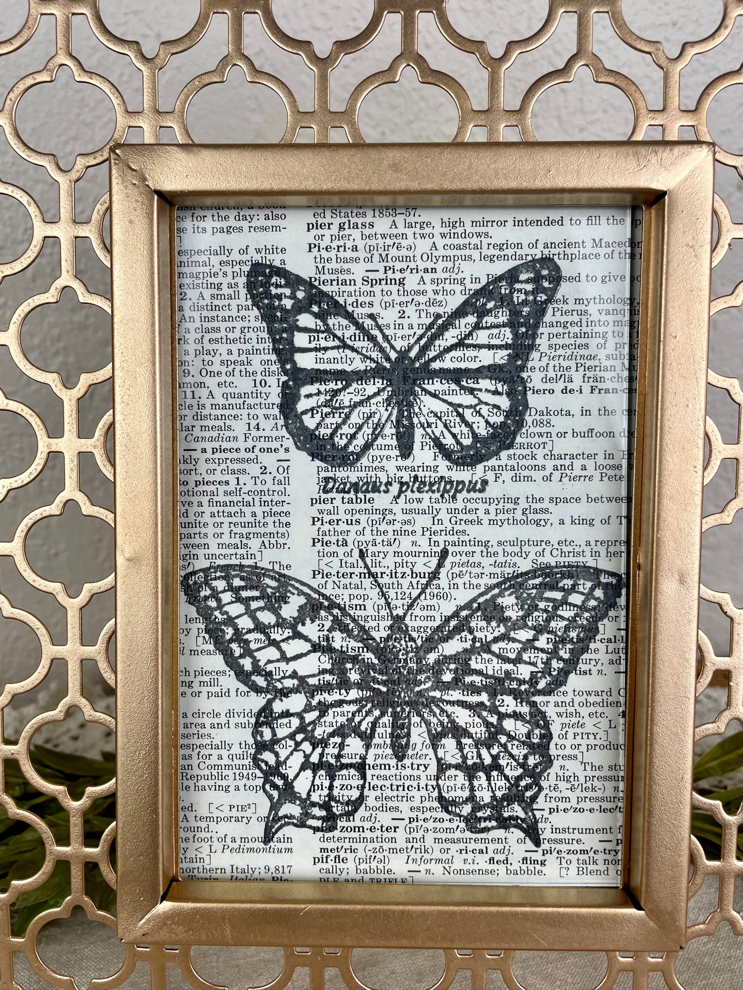 Gold Boho Metal Picture Frame with Butterflies- A