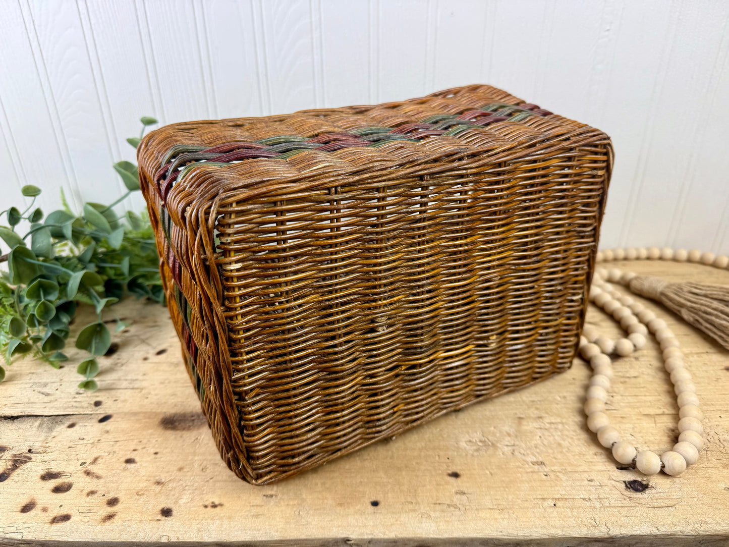 Vintage Divided Wicker Carrying Basket