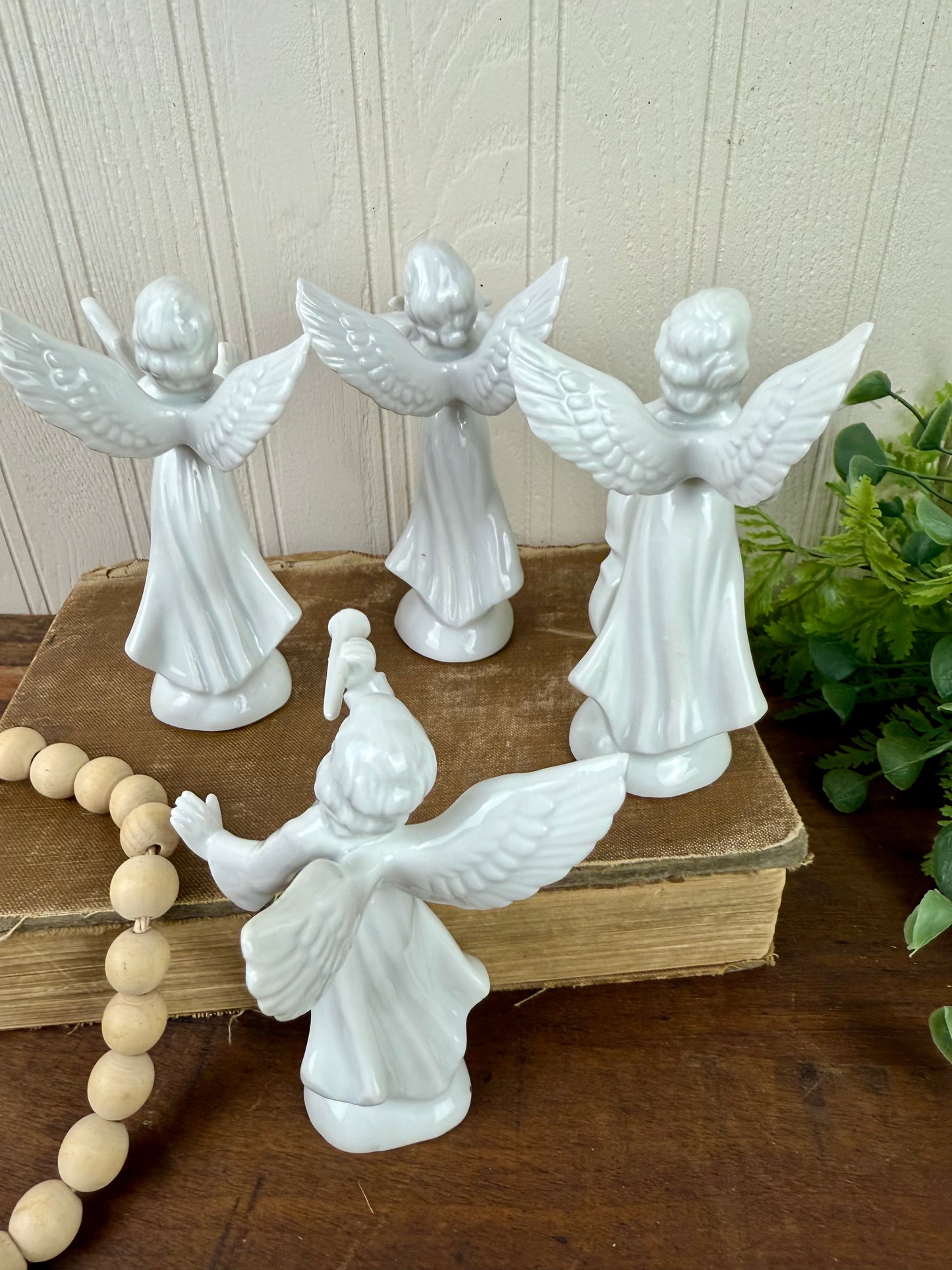 Vintage Set of Porcelain Angels with Instruments