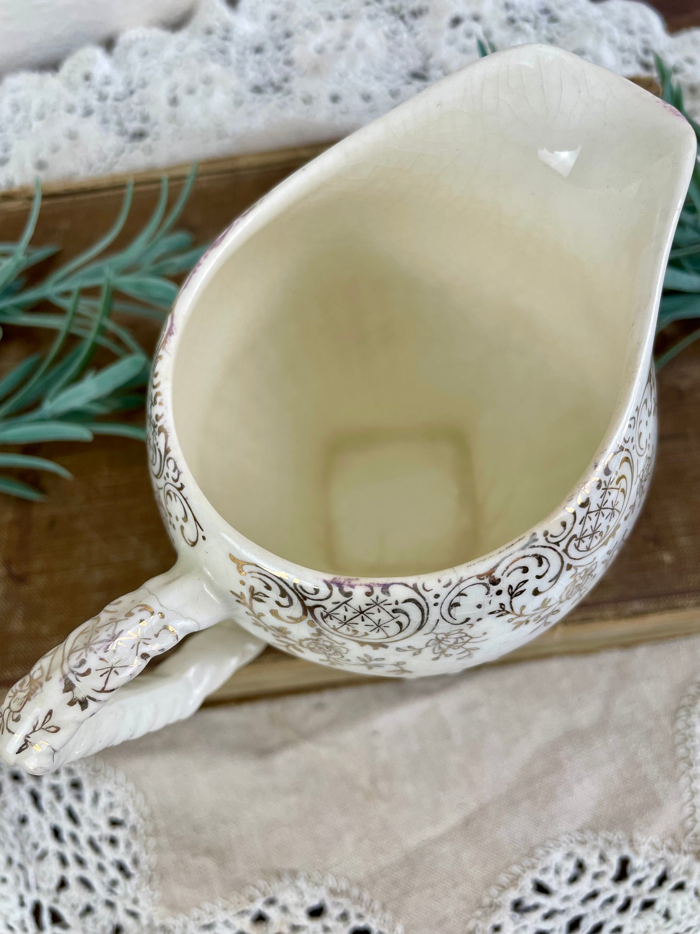 Vintage Porcelain China Creamer with Floral Pattern