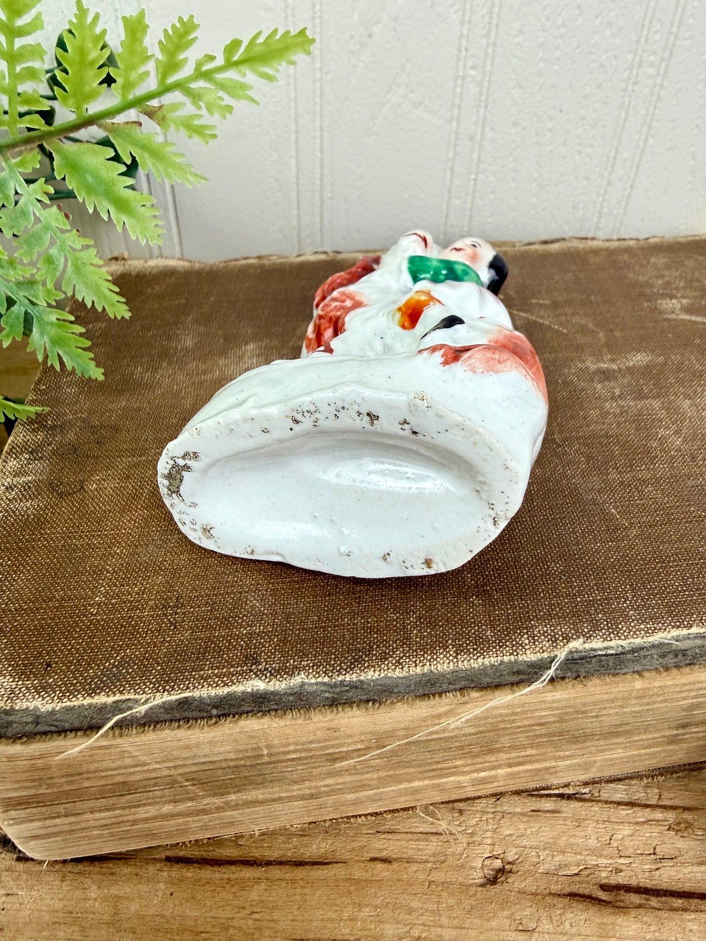 Rare Antique Staffordshire Victorian Spaniel & Child Figurine