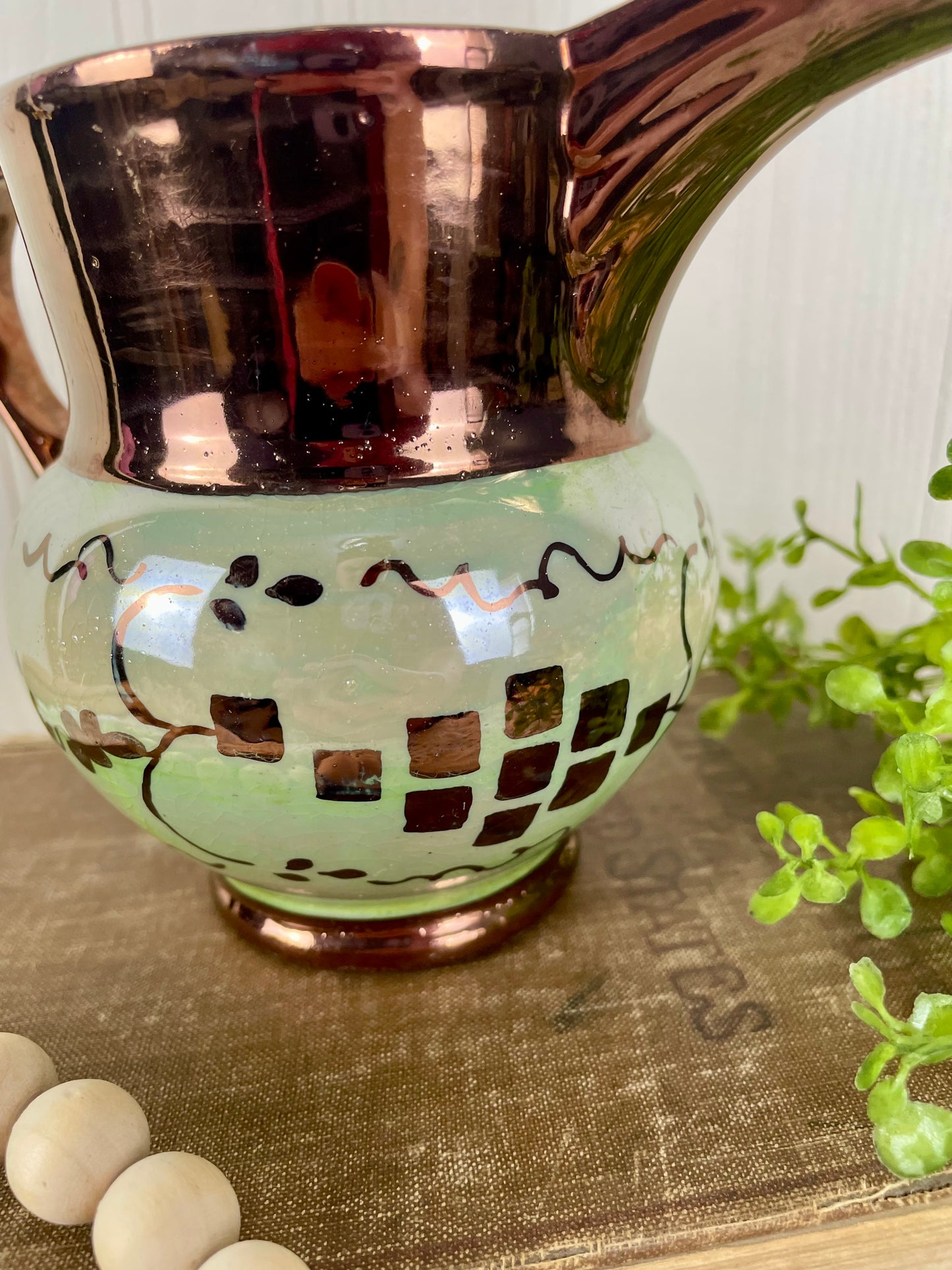 Vintage English Porcelain Copper Lusterware Creamer