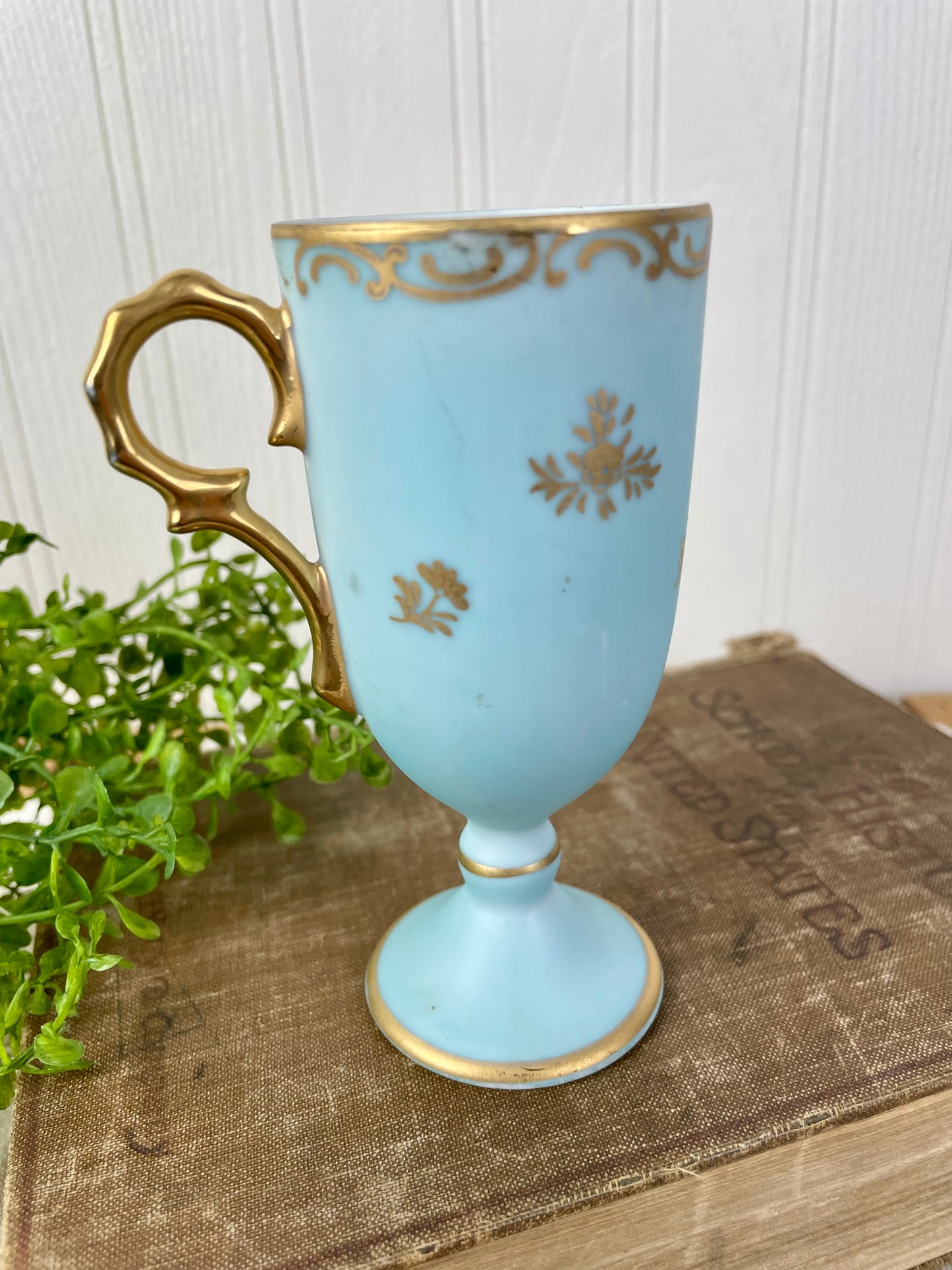 Vintage Lefton Pedestal Teacup with Victorian Couple