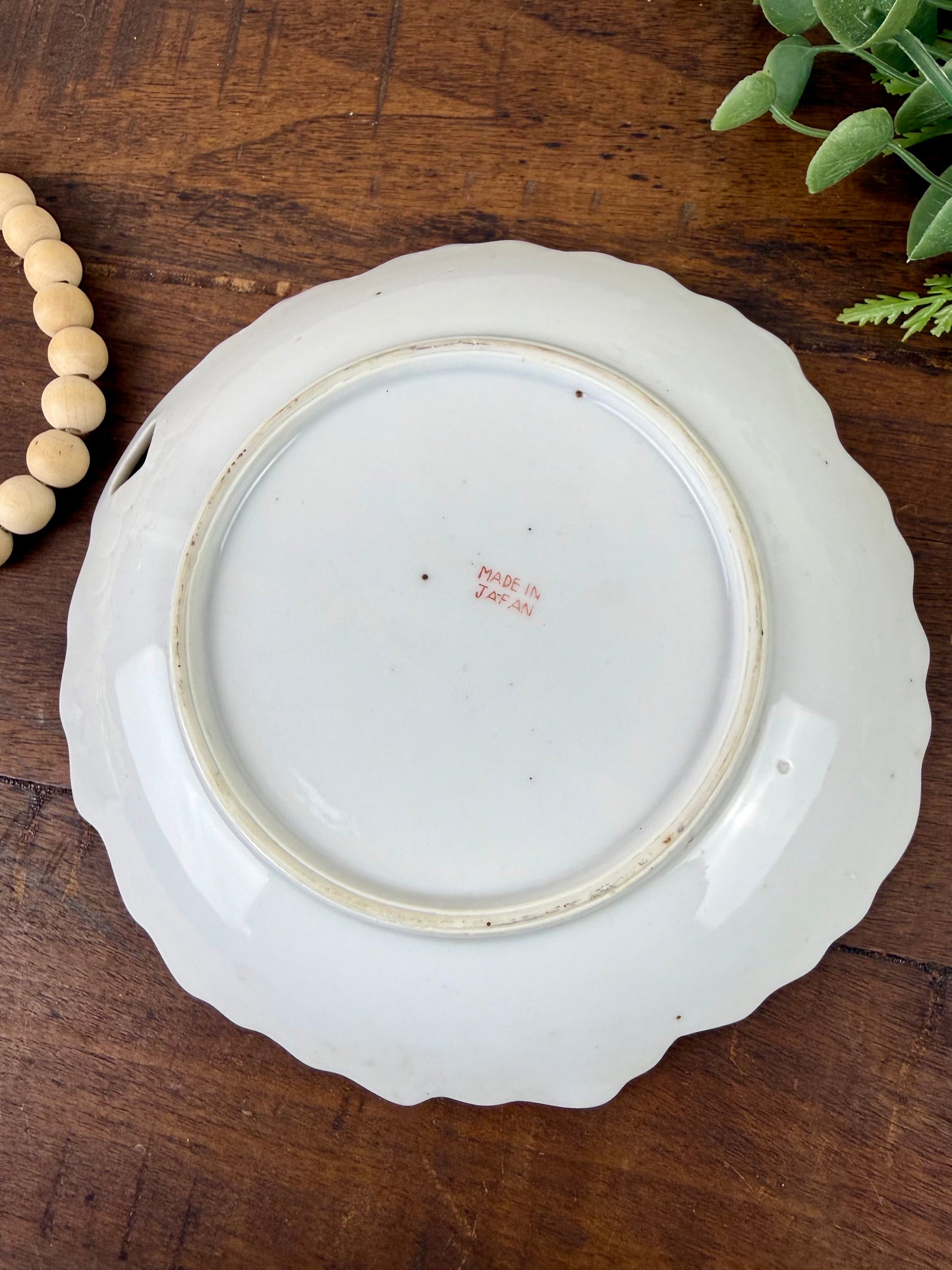 Vintage Japanese Porcelain Plate with Hand Painted Roses
