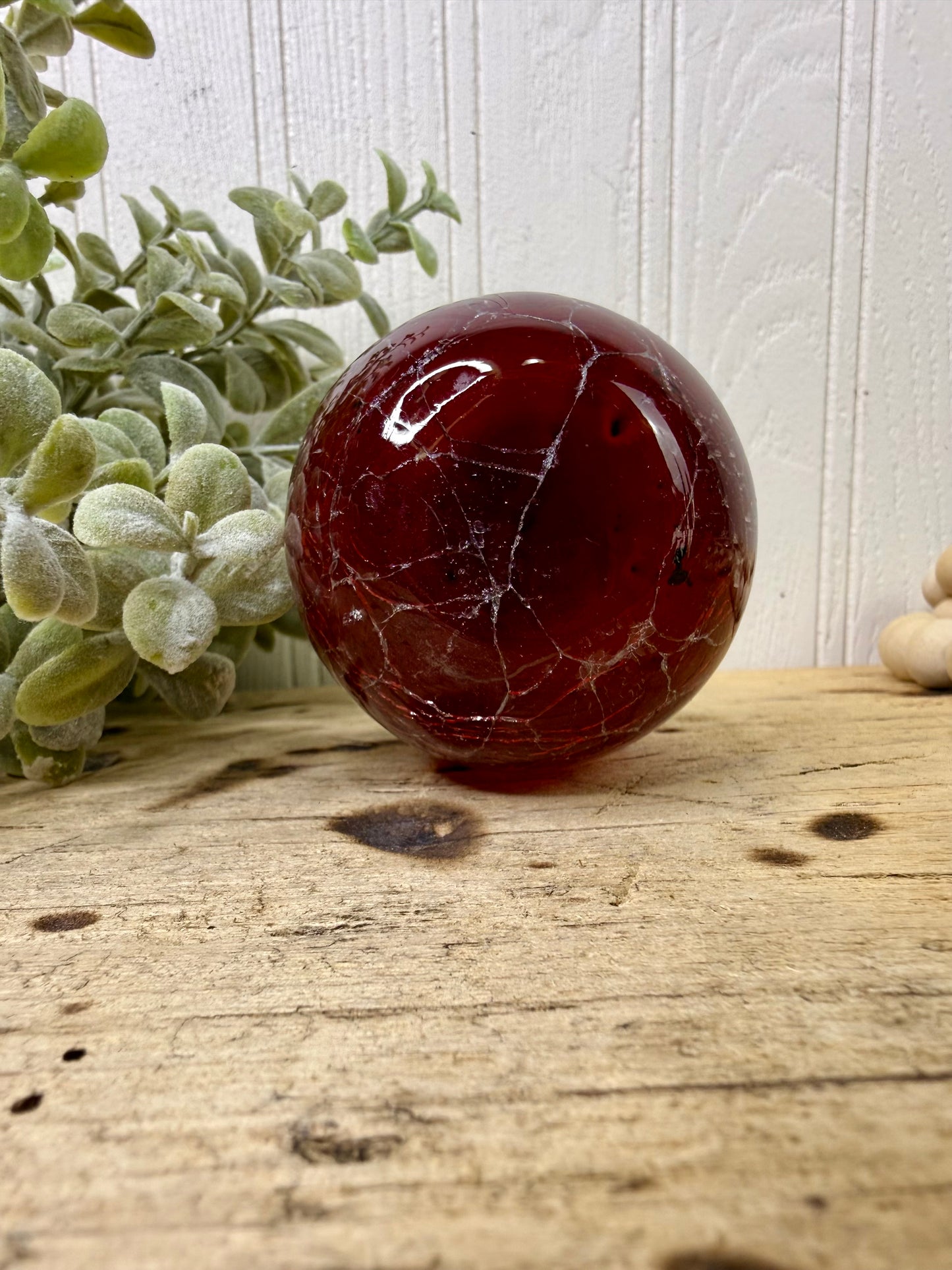 Vintage Crackle Art Glass Red Apple Figurine