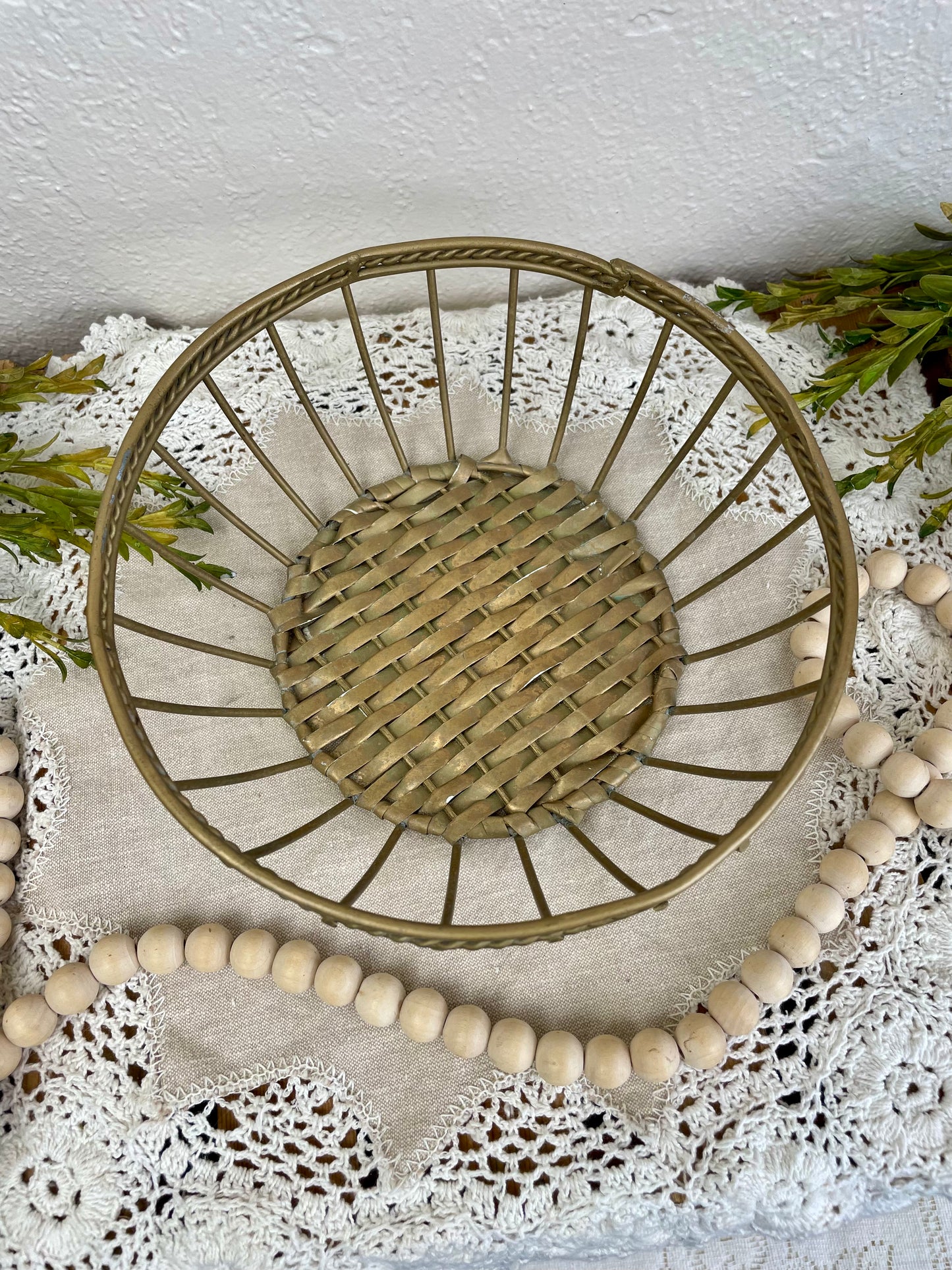 Vintage Gold Metal Basket