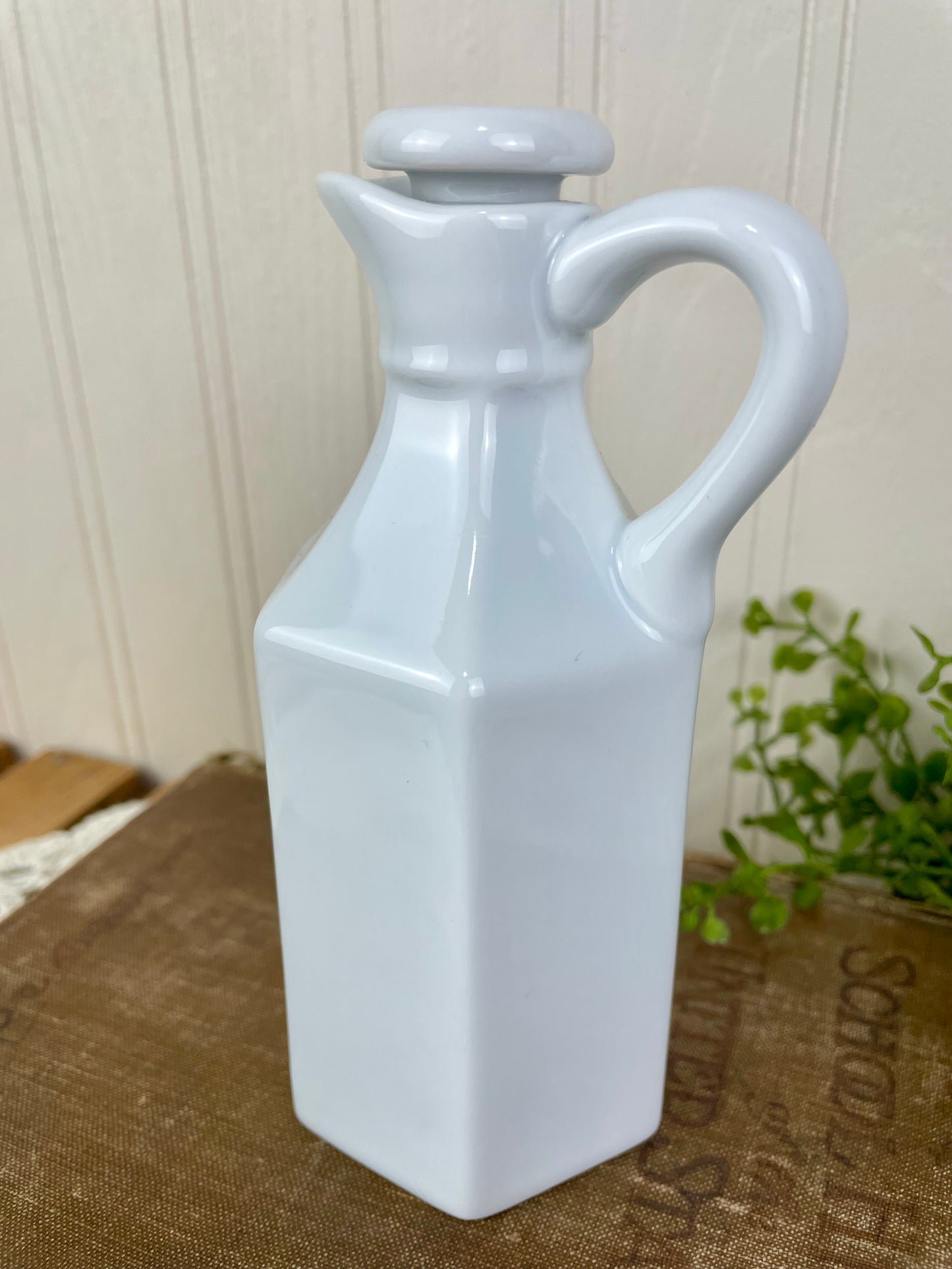 Vintage White Porcelain Cruet with Stopper
