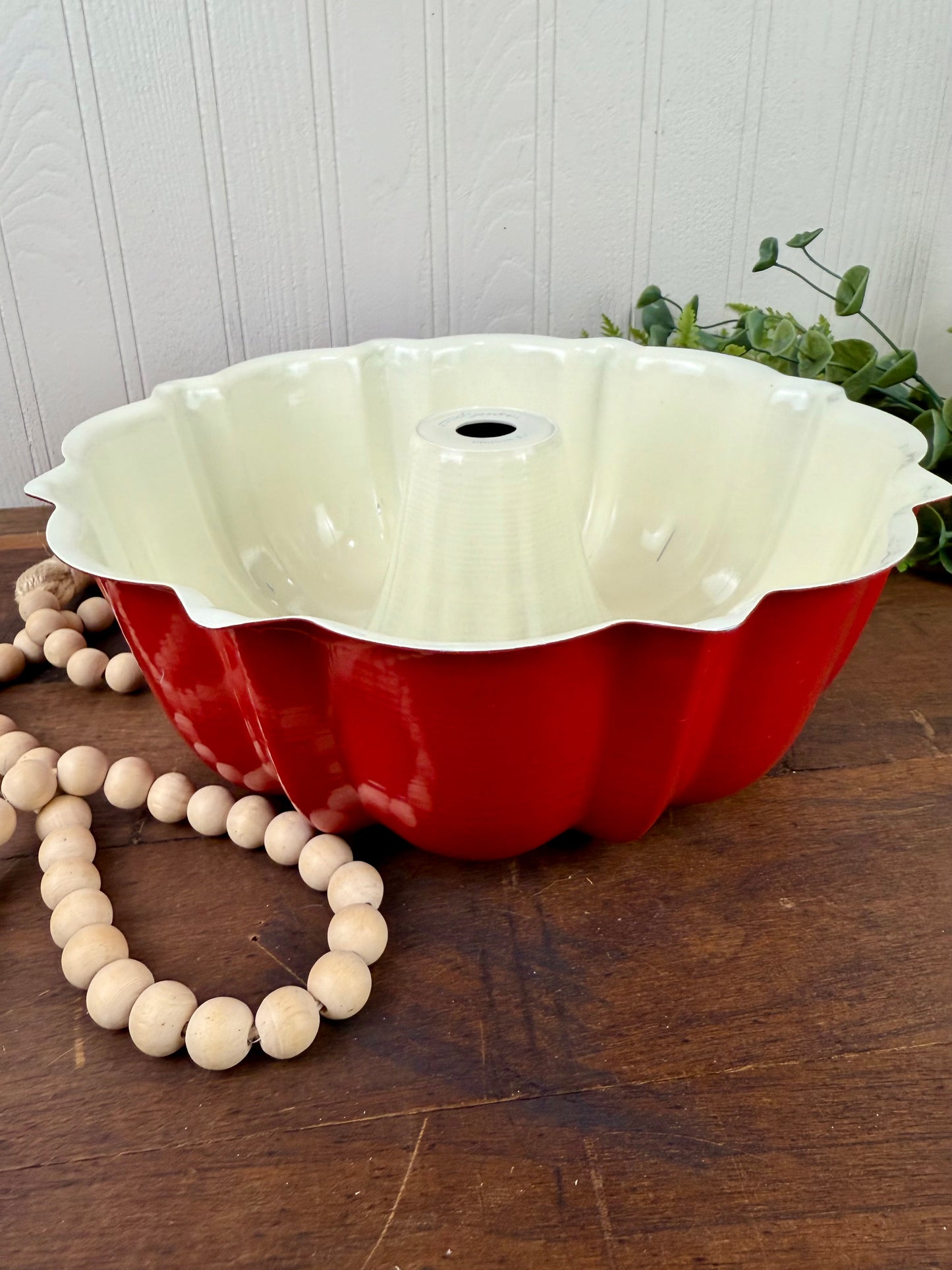 Vintage Nordic Ware Red & White Aluminum Bundt Pan