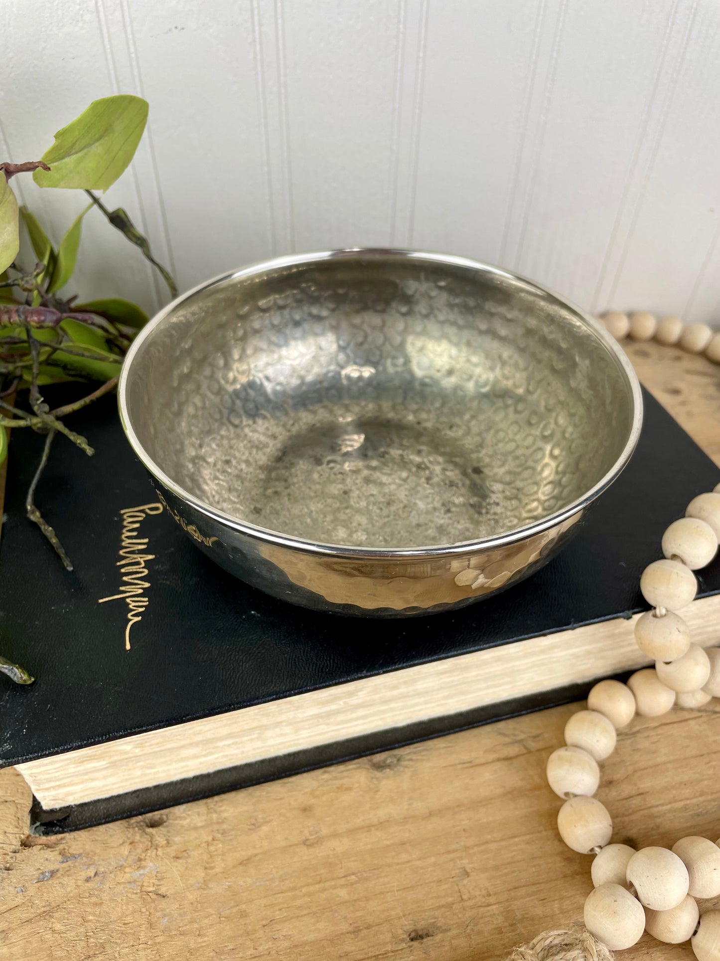 Vintage Hammered Metal Trinket Bowl
