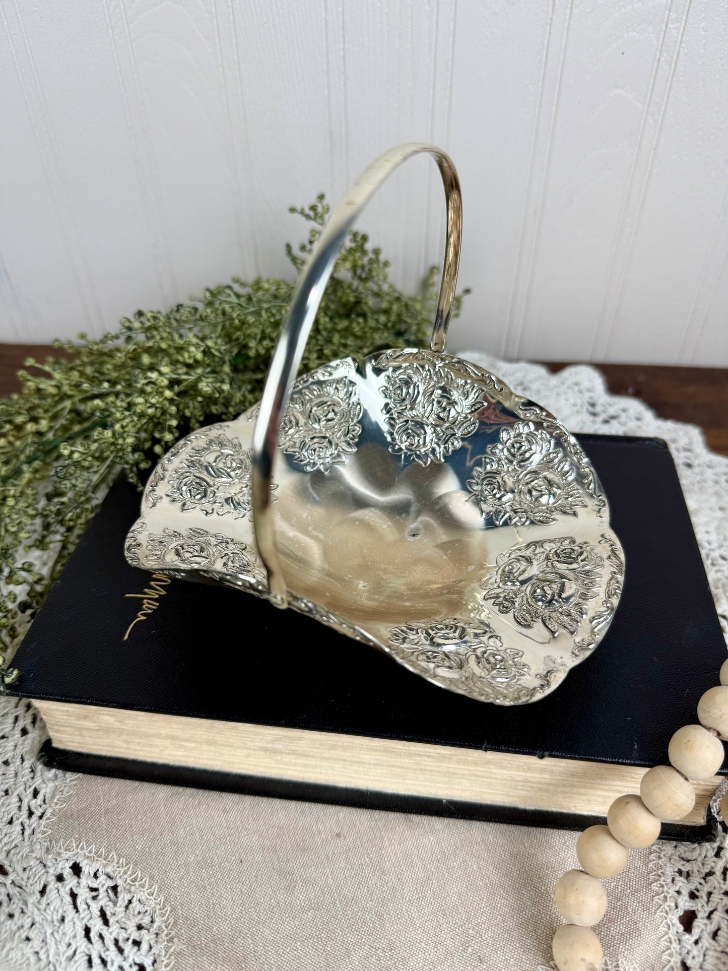 Vintage Silver Plated Candy Bon Bon Dish with Handle