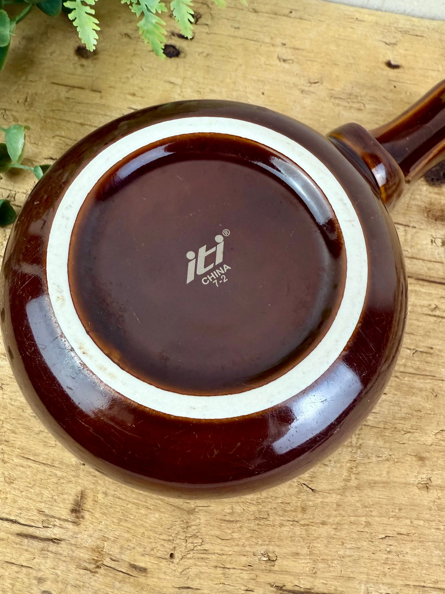 Vintage Stoneware Soup Bowl with Handle