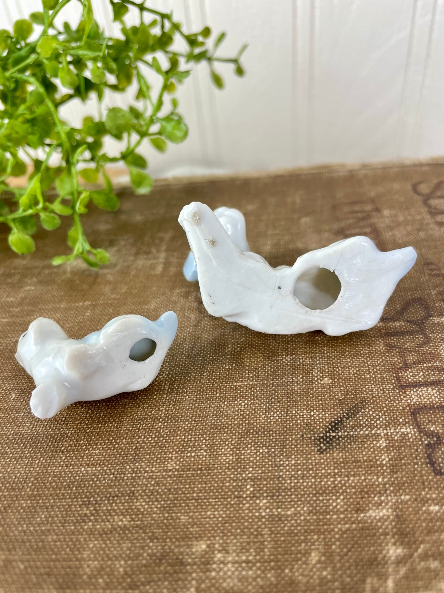Vintage Set of Blue & White Porcelain Dogs