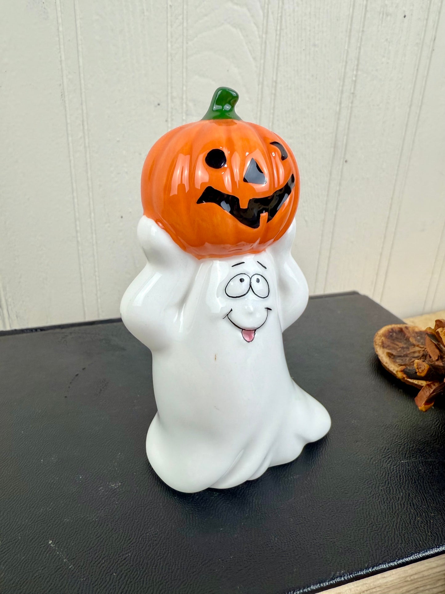 Vintage Ceramic Ghost With Pumpkin