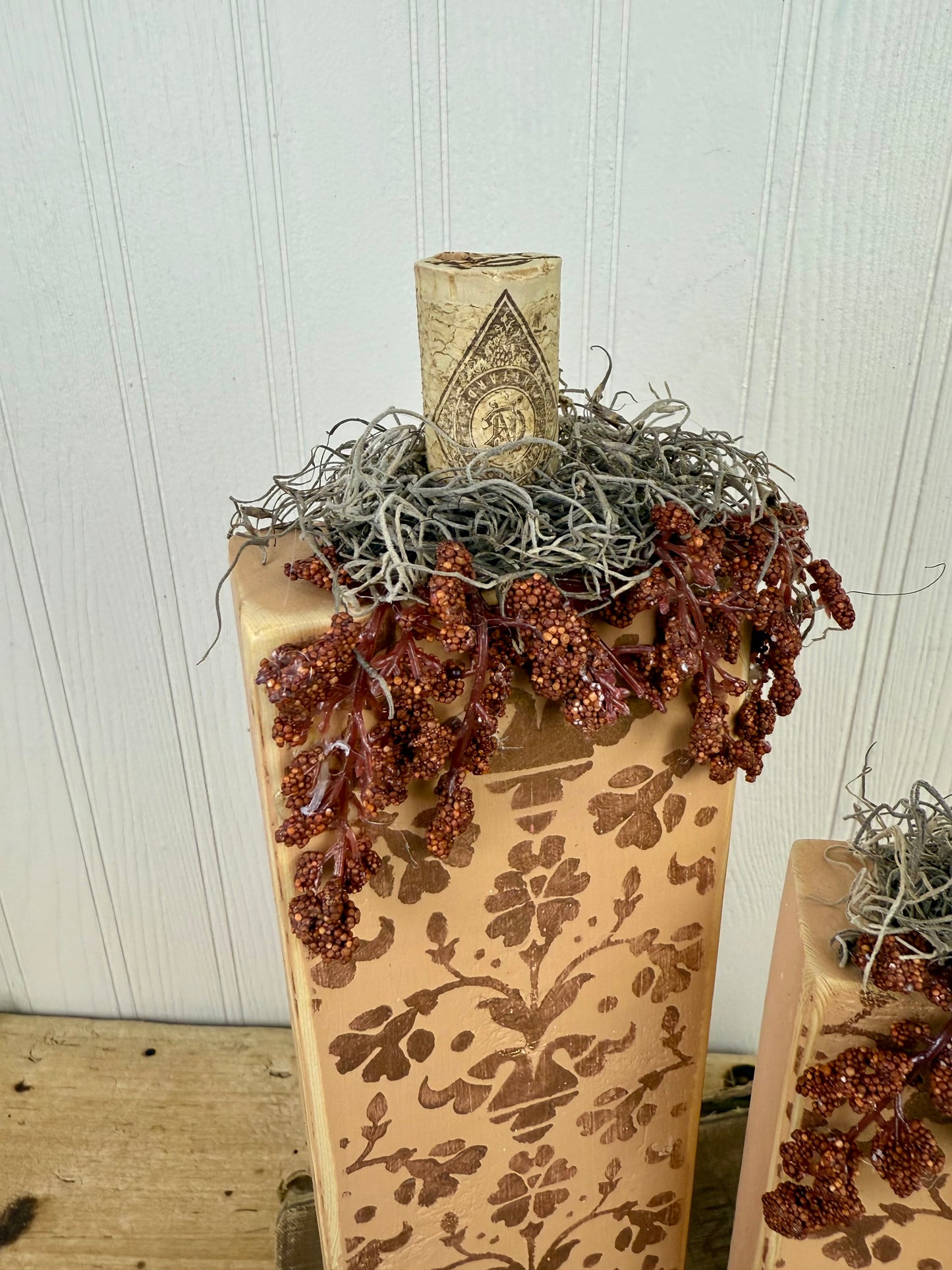Handmade Light Orange Pumpkin Set with Metallic Details