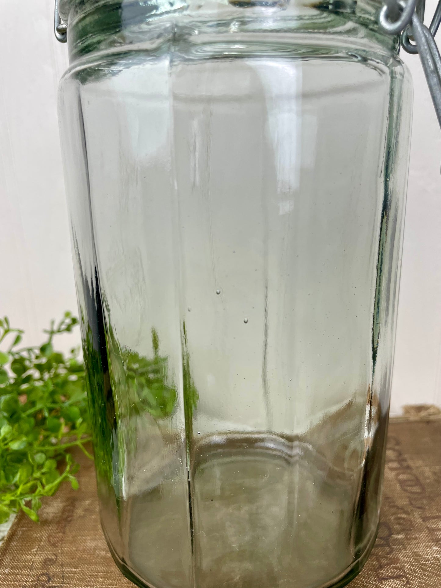 Vintage Tinted Glass Storage Jar with Clasp