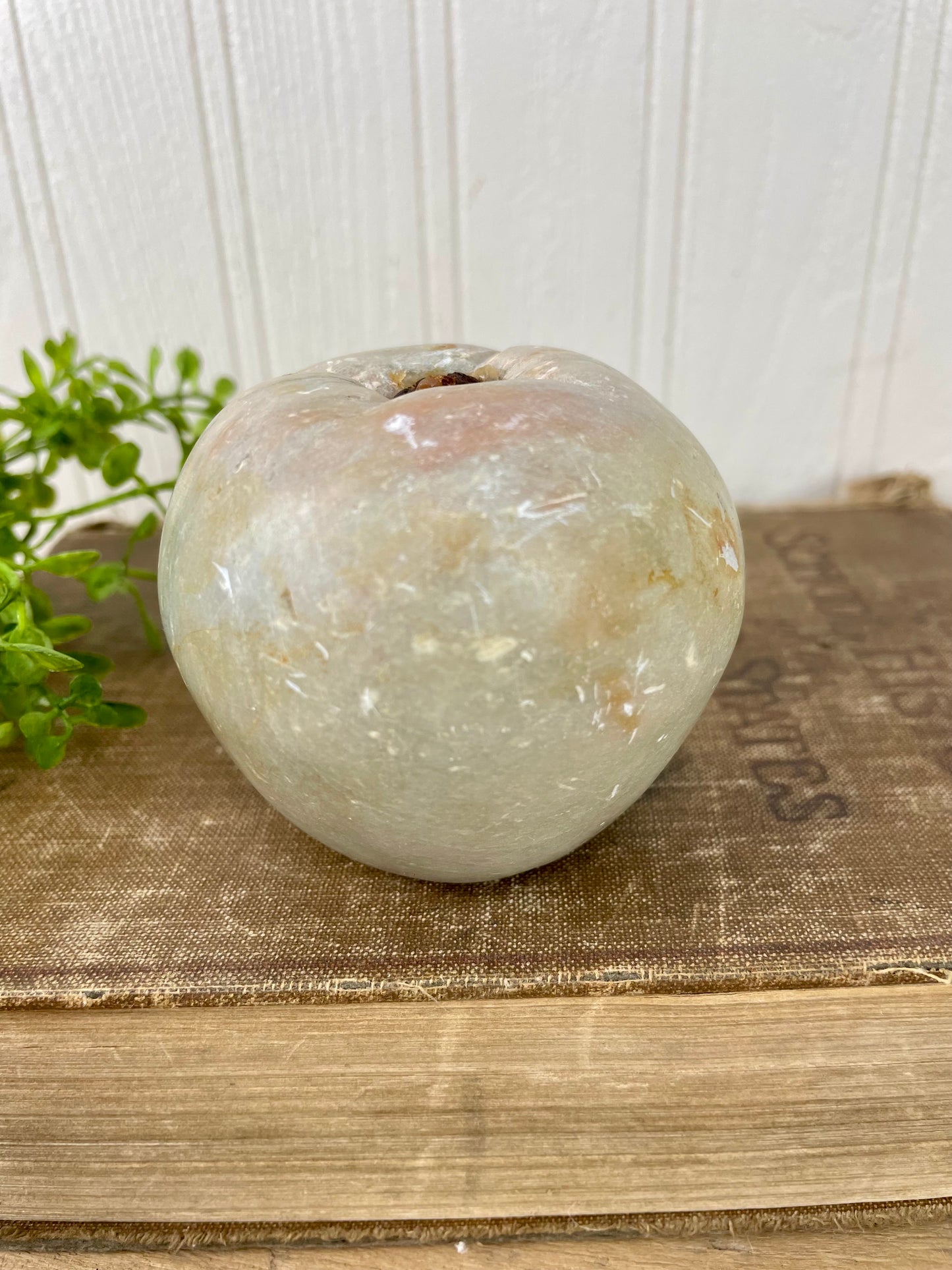 Vintage Carved Marble Apple Paperweight