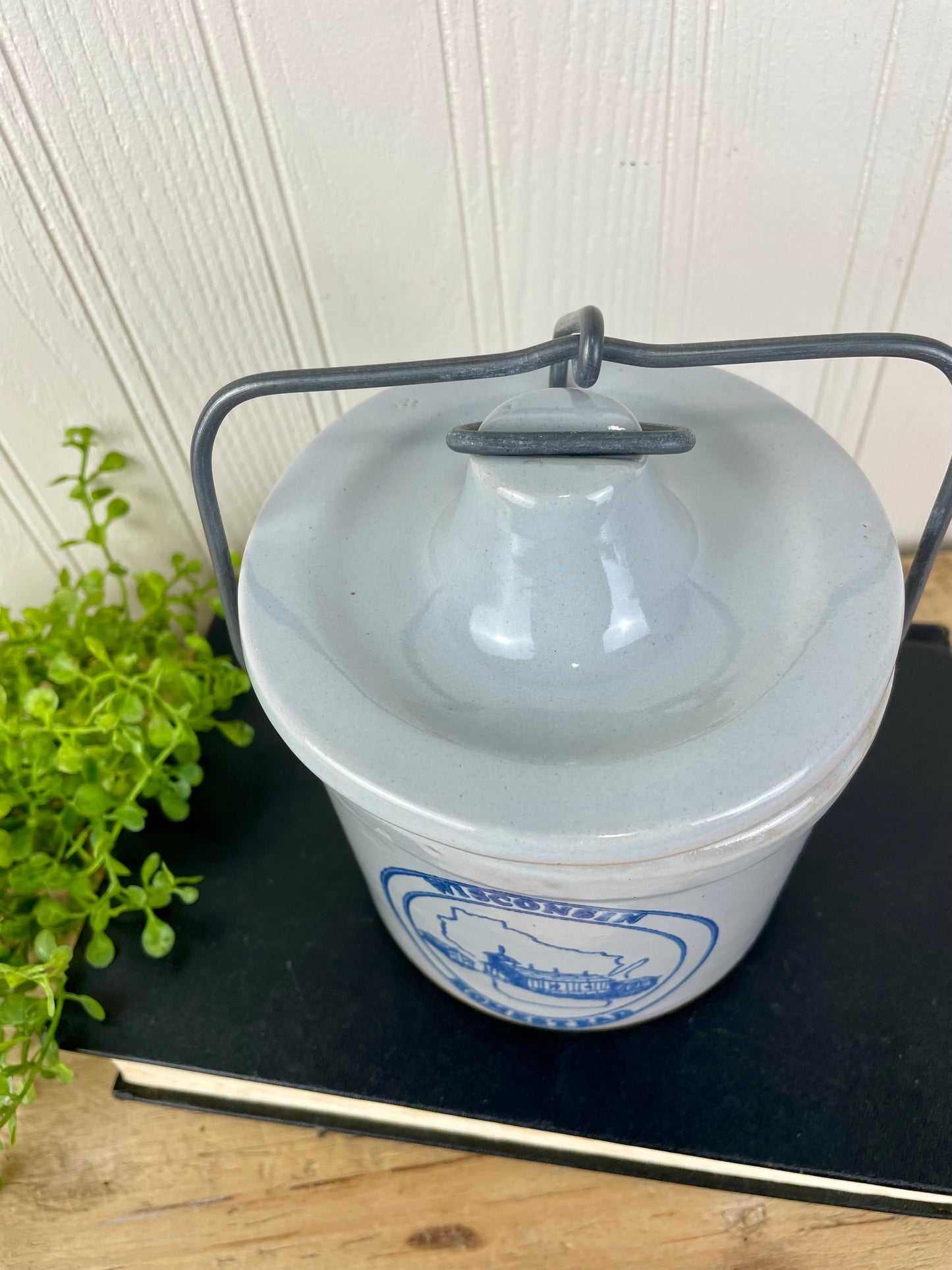 Vintage Wisconsin Homestead Stoneware Cheese Crock