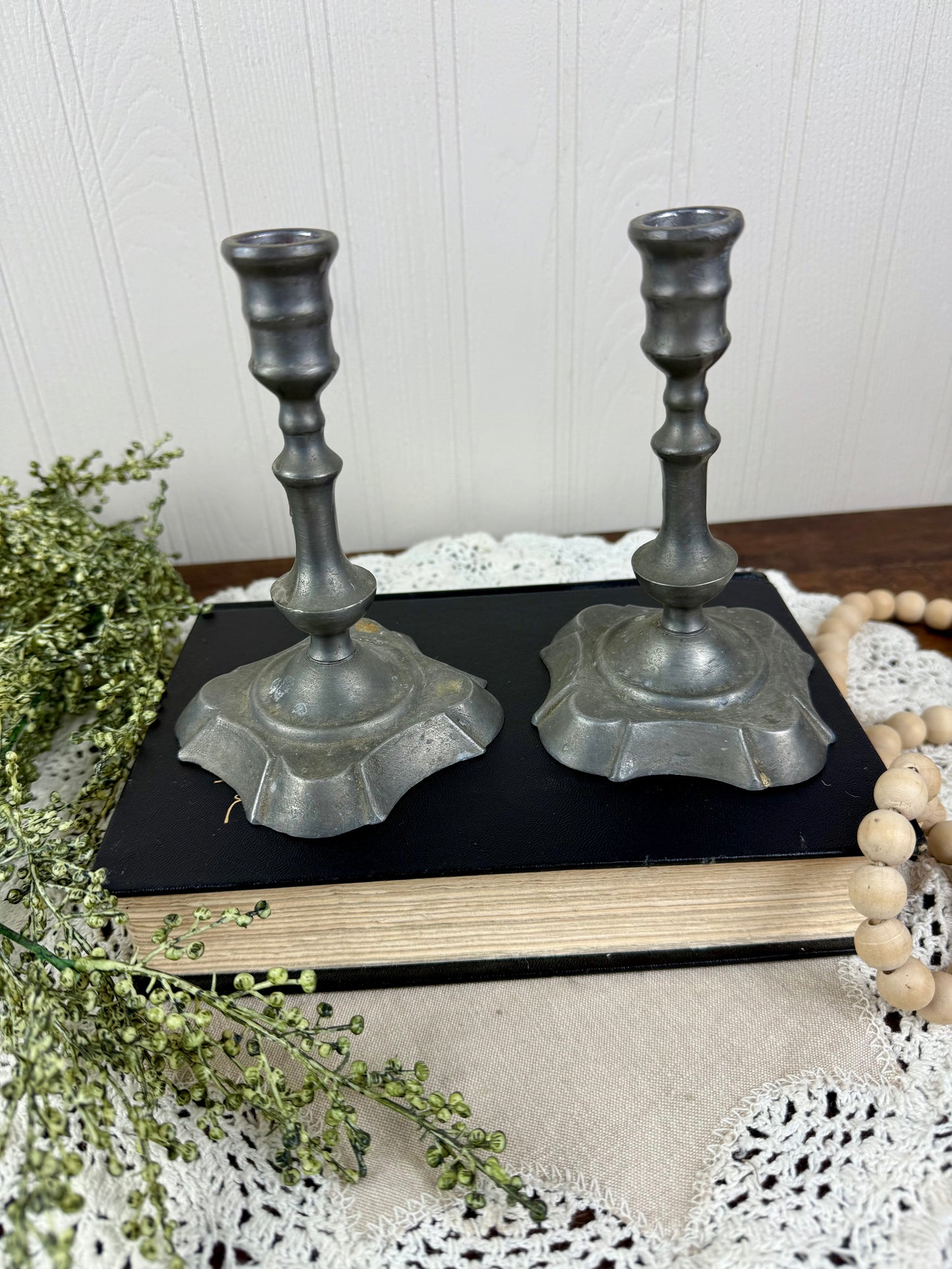 Vintage Set of Pewter Candlesticks