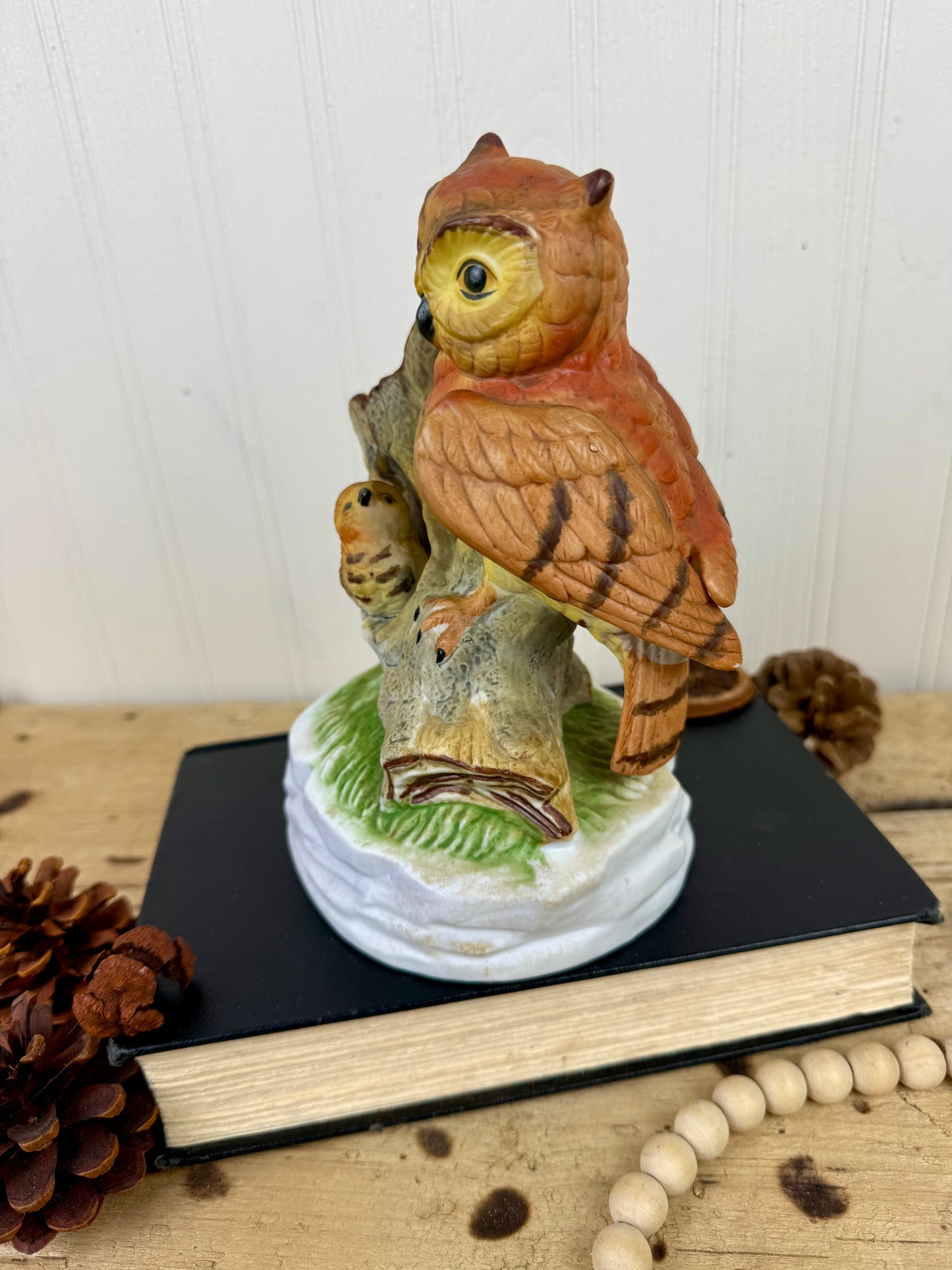 Vintage Ceramic Mama & Baby Owl Figurine