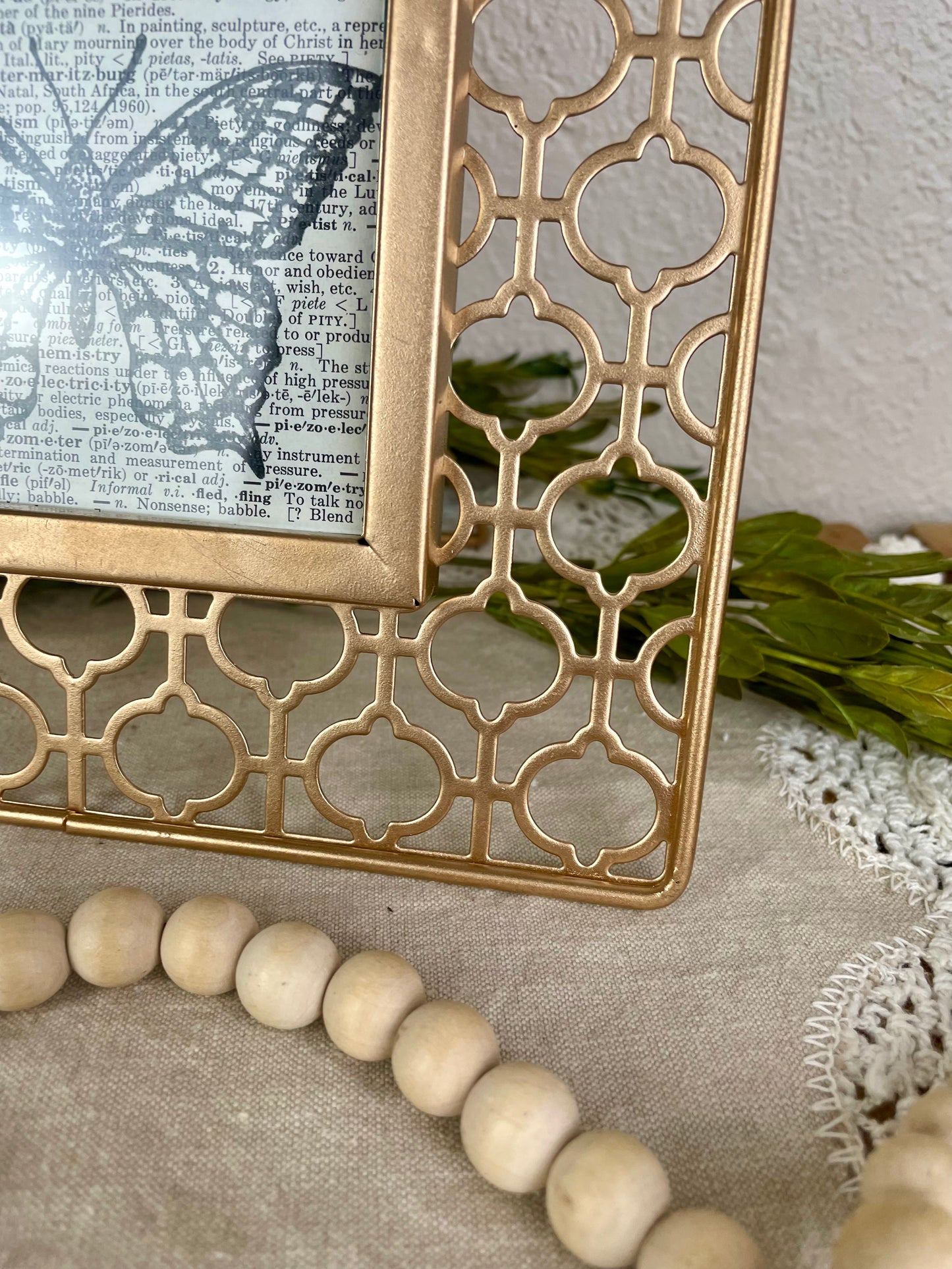 Gold Boho Metal Picture Frame with Butterflies- A