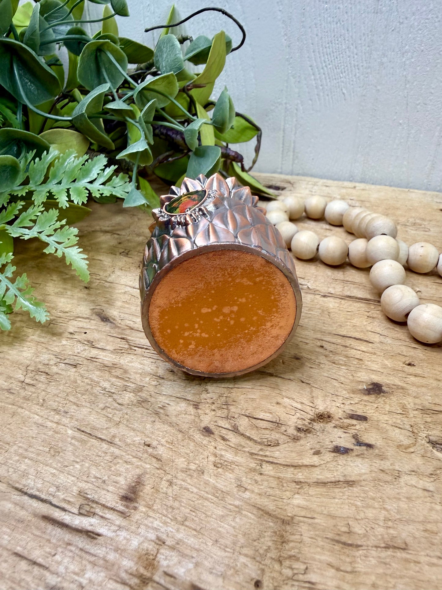 Vintage Copper Toned Pineapple Souvenir Toothpick Holder