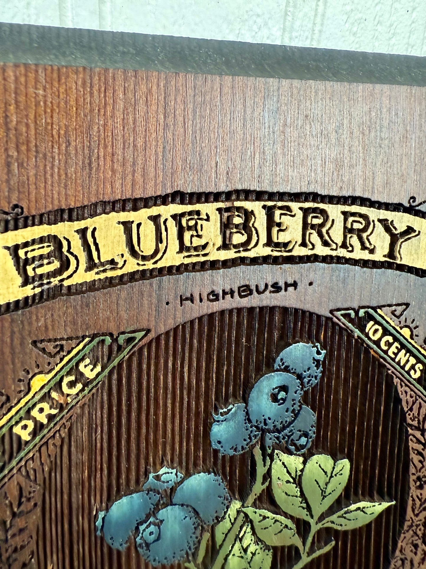 Vintage Carved Wood Blueberry Wall Plaque