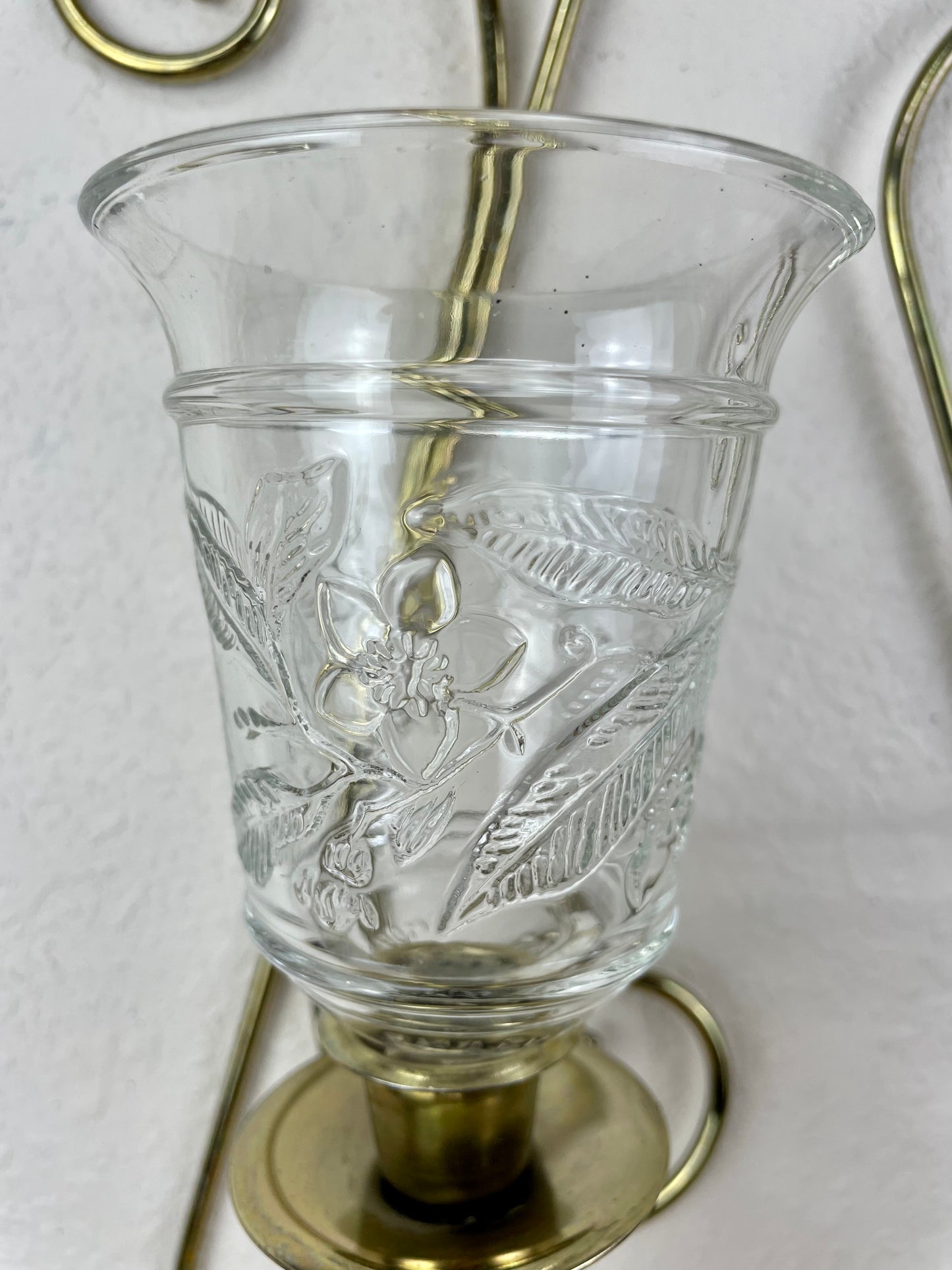 Vintage Home Interiors Brass Candle Sconce Set