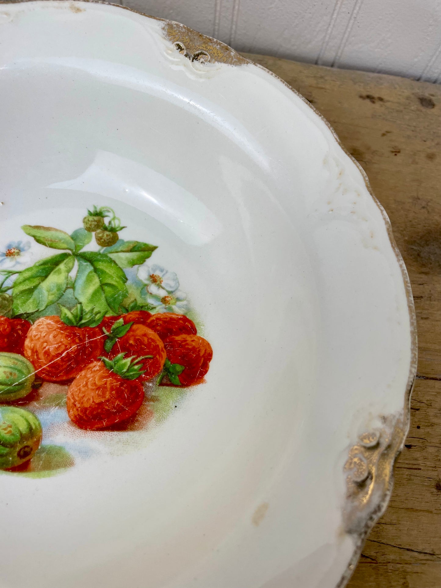 Vintage Harker Porcelain Bowl with Strawberry Image