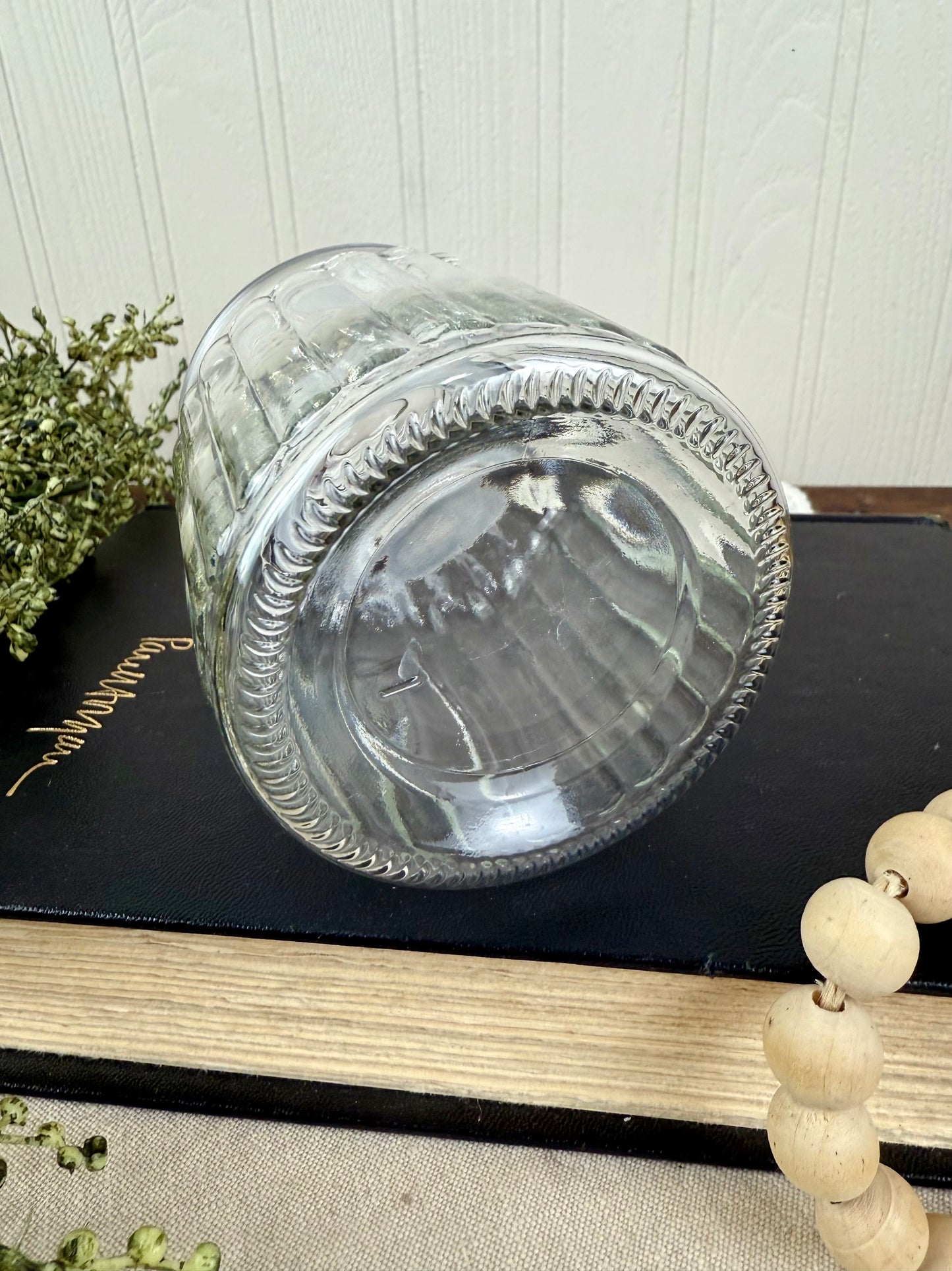 Vintage Ribbed Glass Small Canister