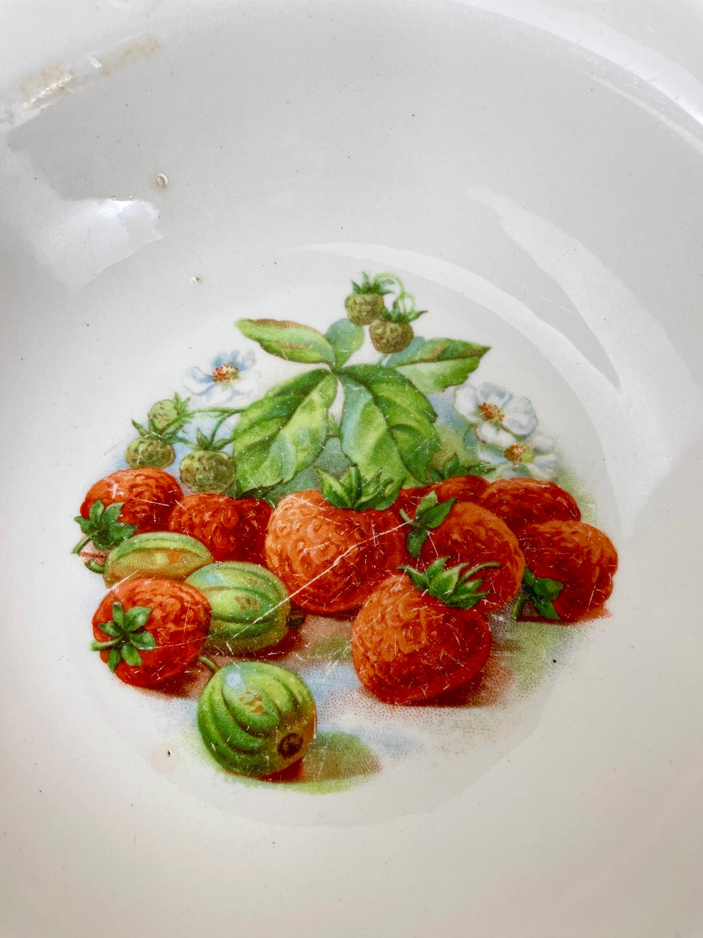 Vintage Harker Porcelain Bowl with Strawberry Image