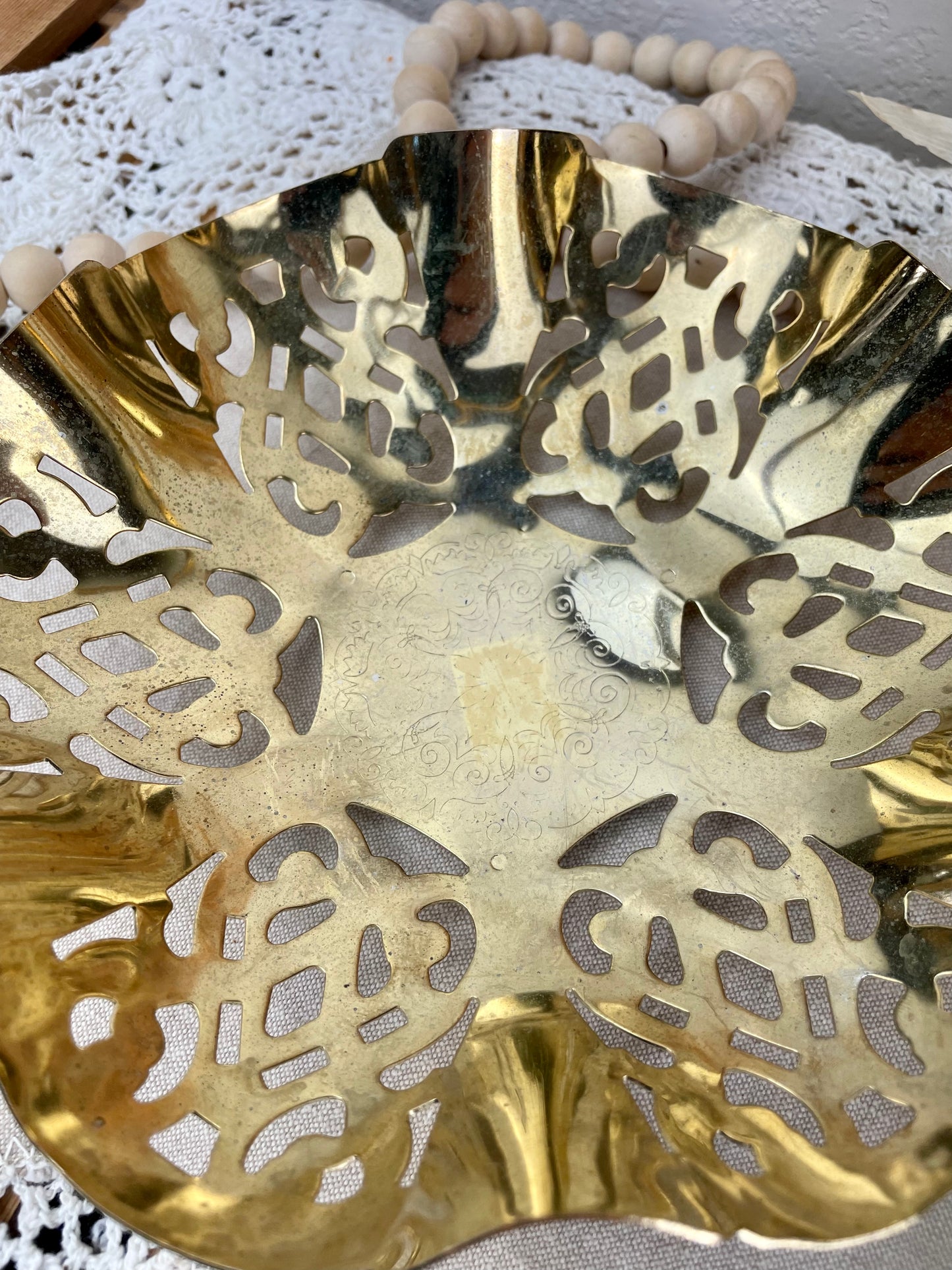 Vintage Footed Gold Silverplate Candy Basket